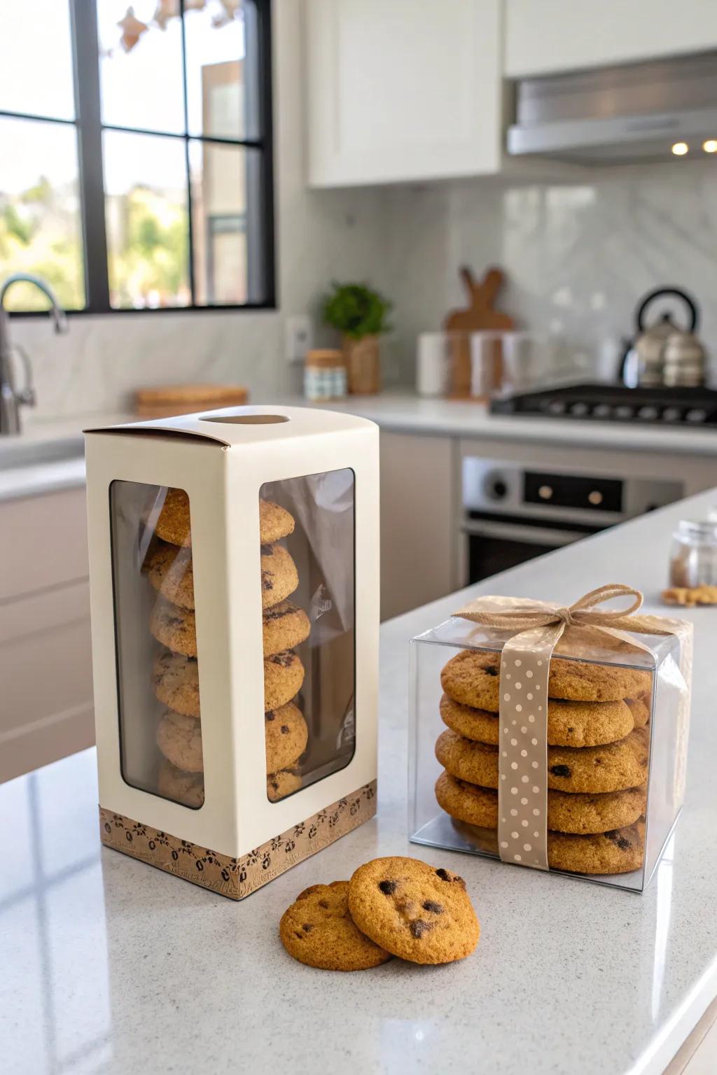 See-through presentation highlights the cookies as the main attraction.