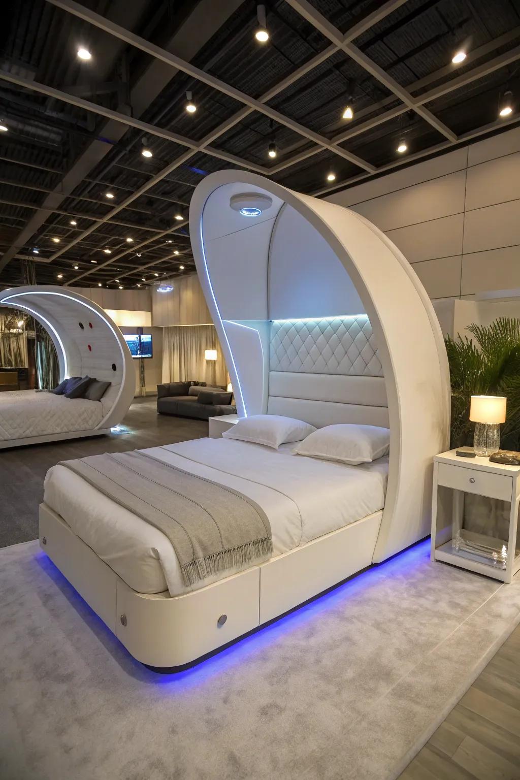 A tranquility pod offers a peaceful space for rest and meditation.