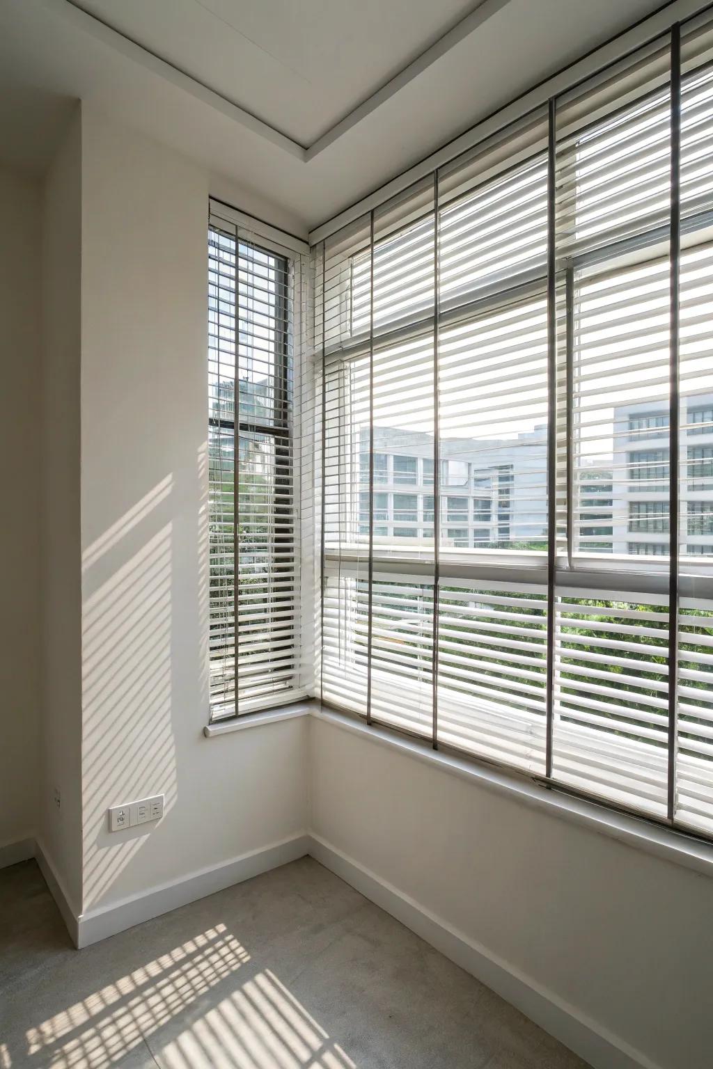 Strip blinds for a minimalist aesthetic.