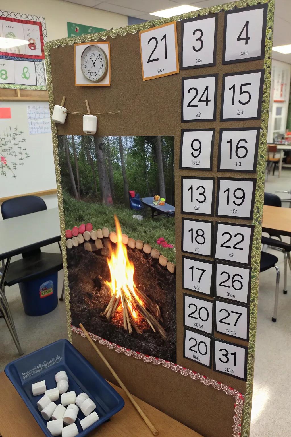 A campfire countdown bringing warmth and anticipation.