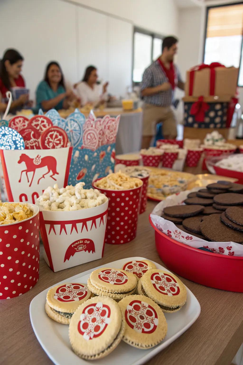 Satisfy cravings using a Western-style snack table.
