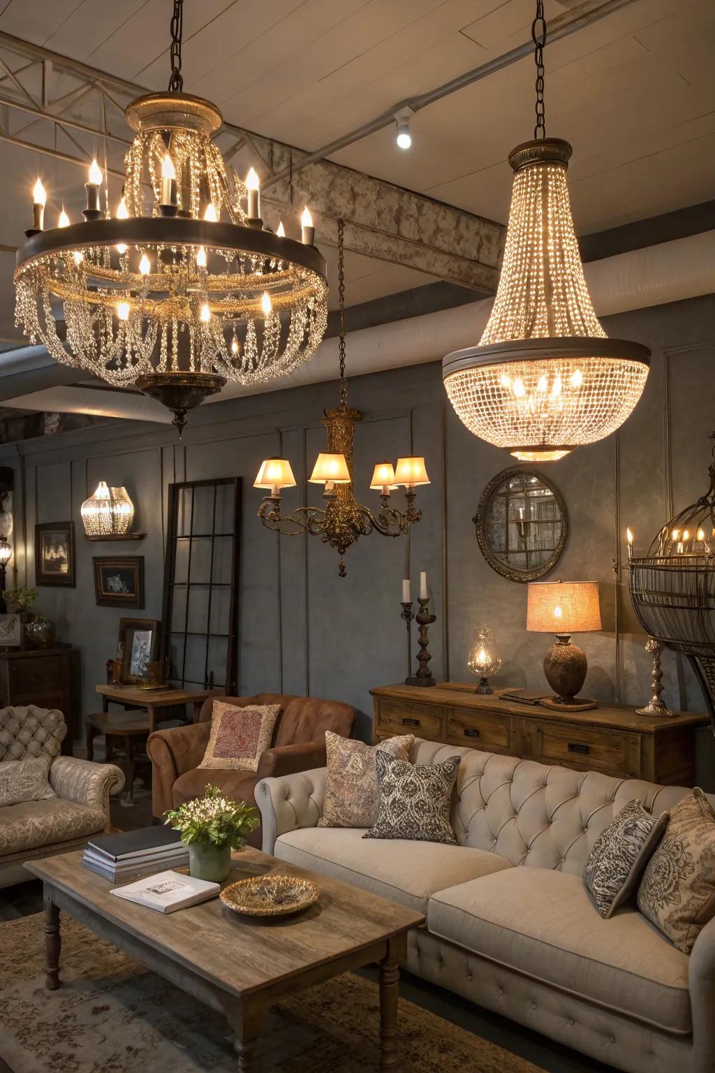 Mixing light fixtures adds a unique, comforting vibe to any space.