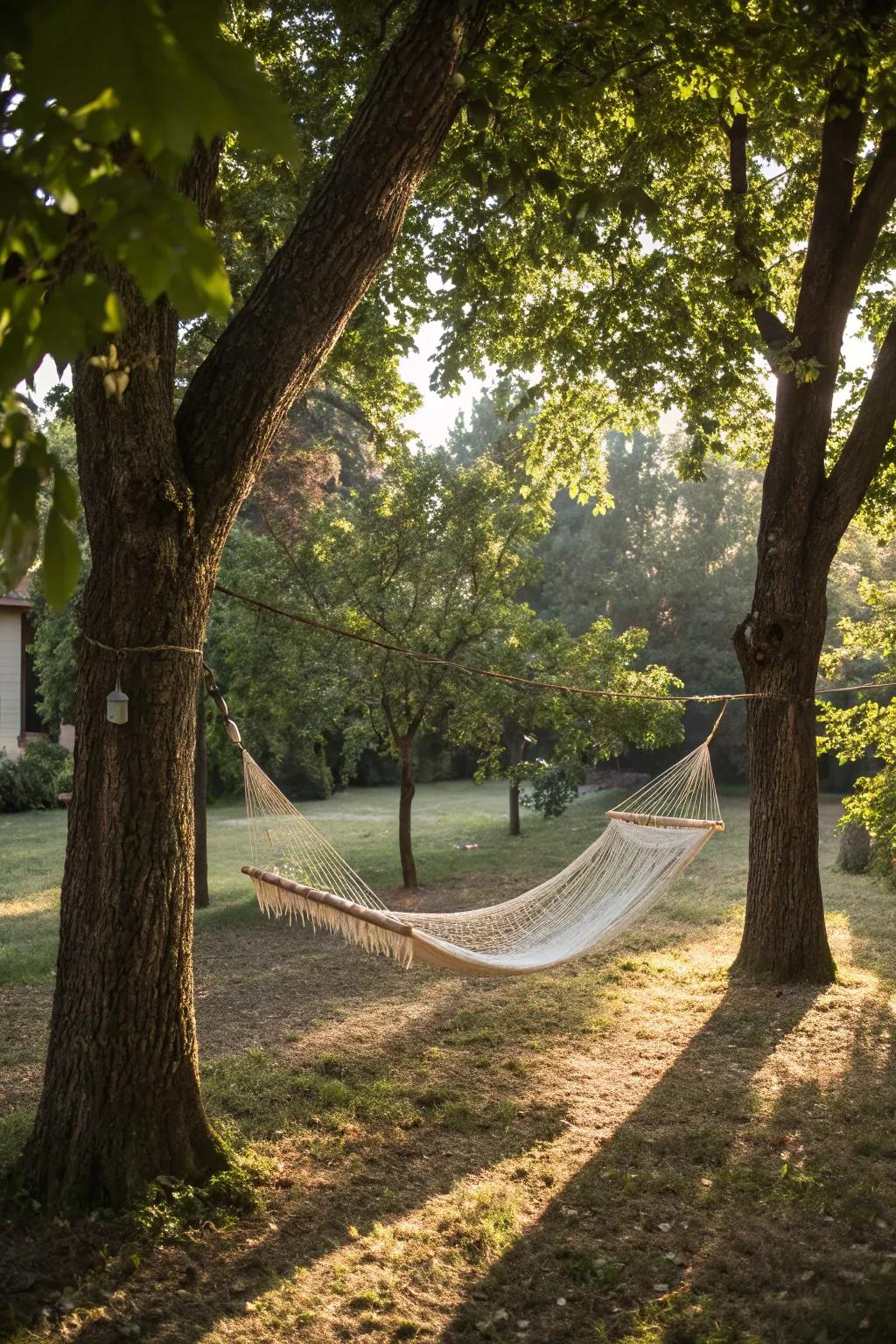 A hammock invites you to unwind and relax.