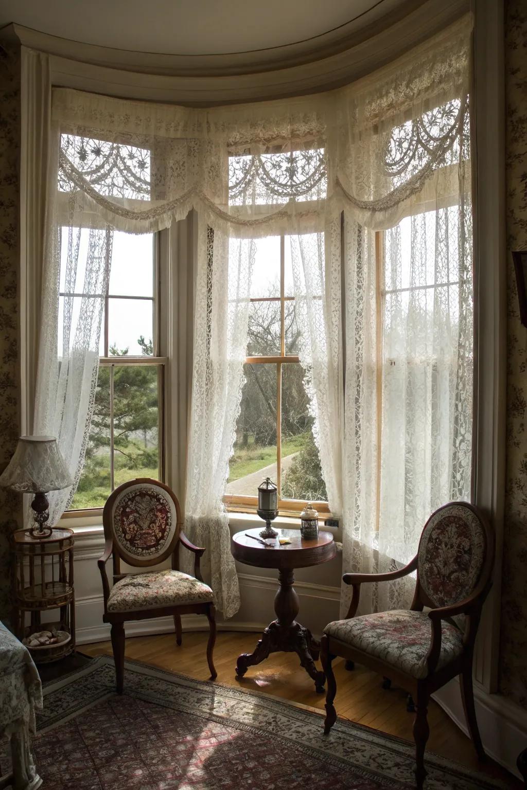 A traditional-inspired arched bay window setting.