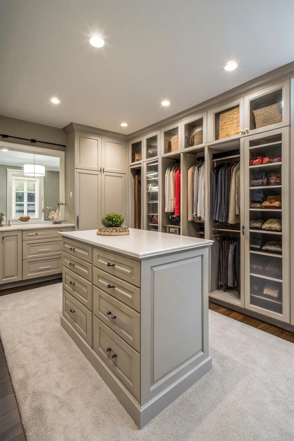 A multi-purpose central station enhances closet utility.