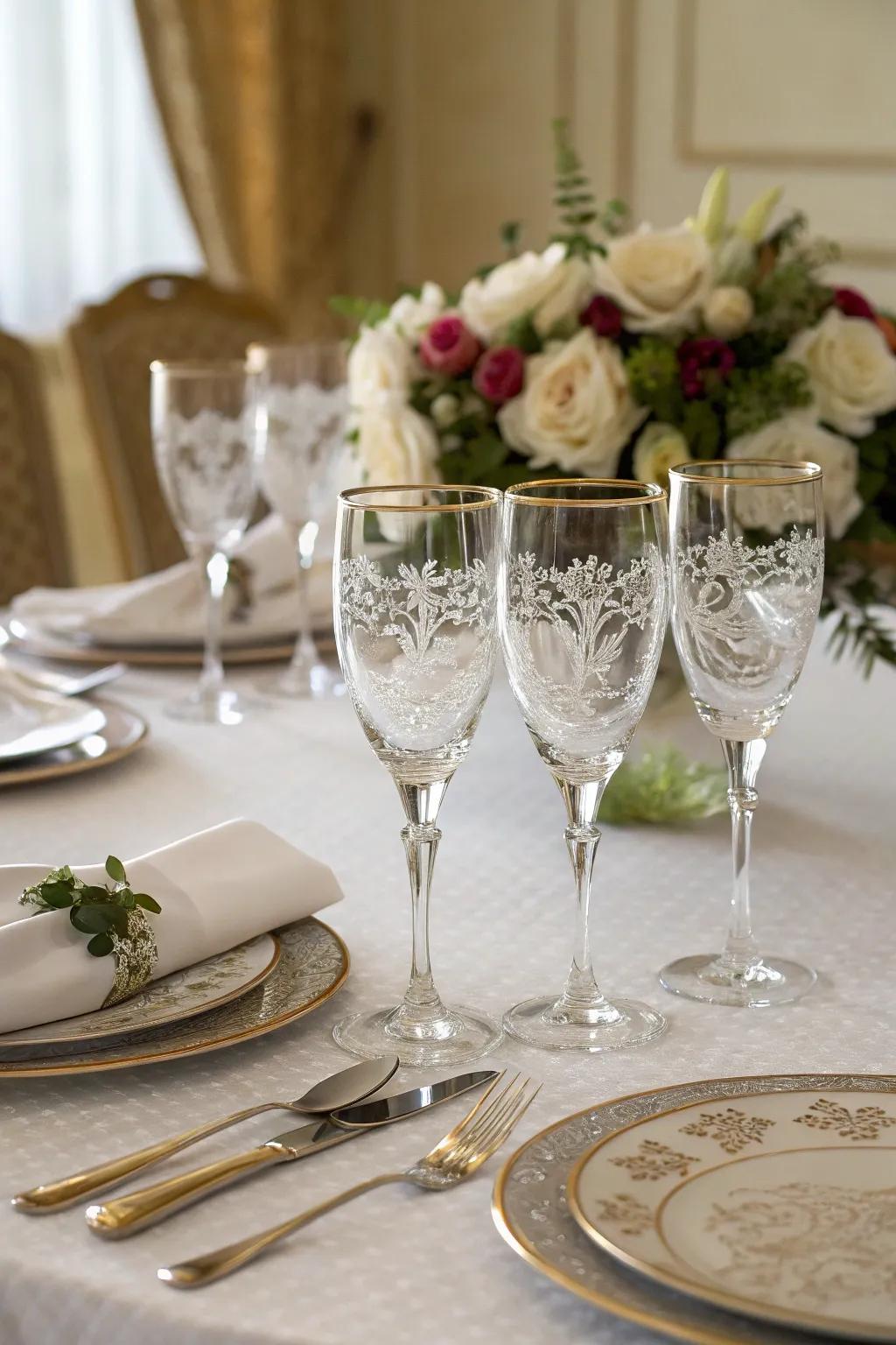 Engraved glassware adds elegance to any gathering.