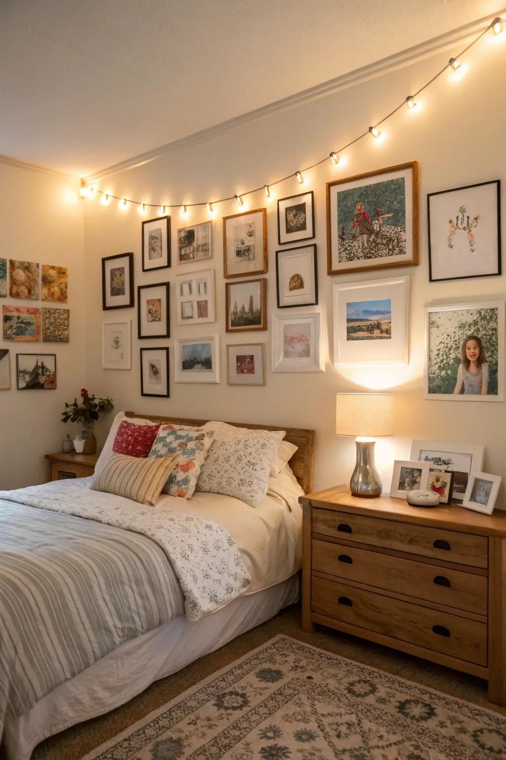 A photo display captures cherished memories and bonds.