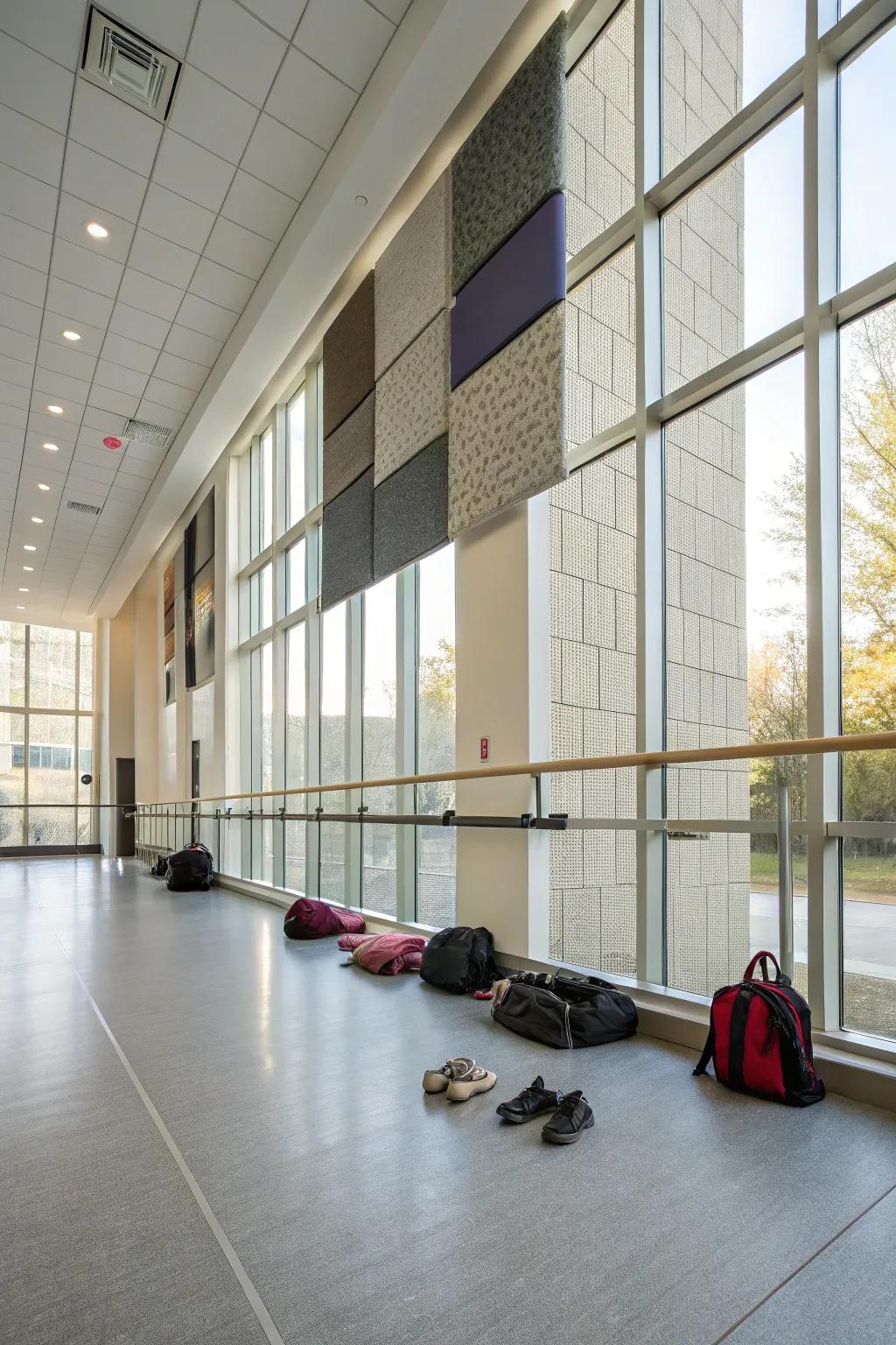 Sound-absorbing elements maintain tranquility.