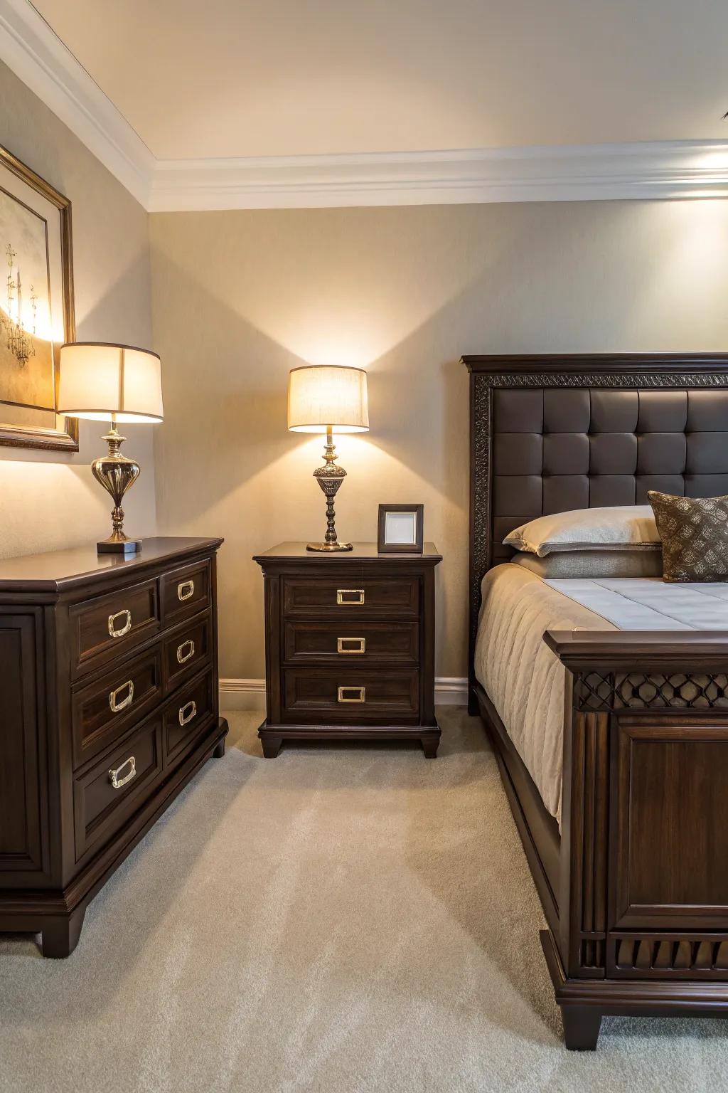 Symmetry brings balance to any bedroom theme.