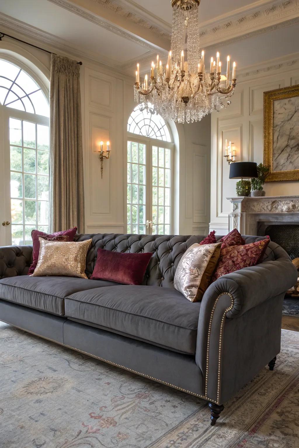Opulent fabrics heighten the comfort of your modular sofa.