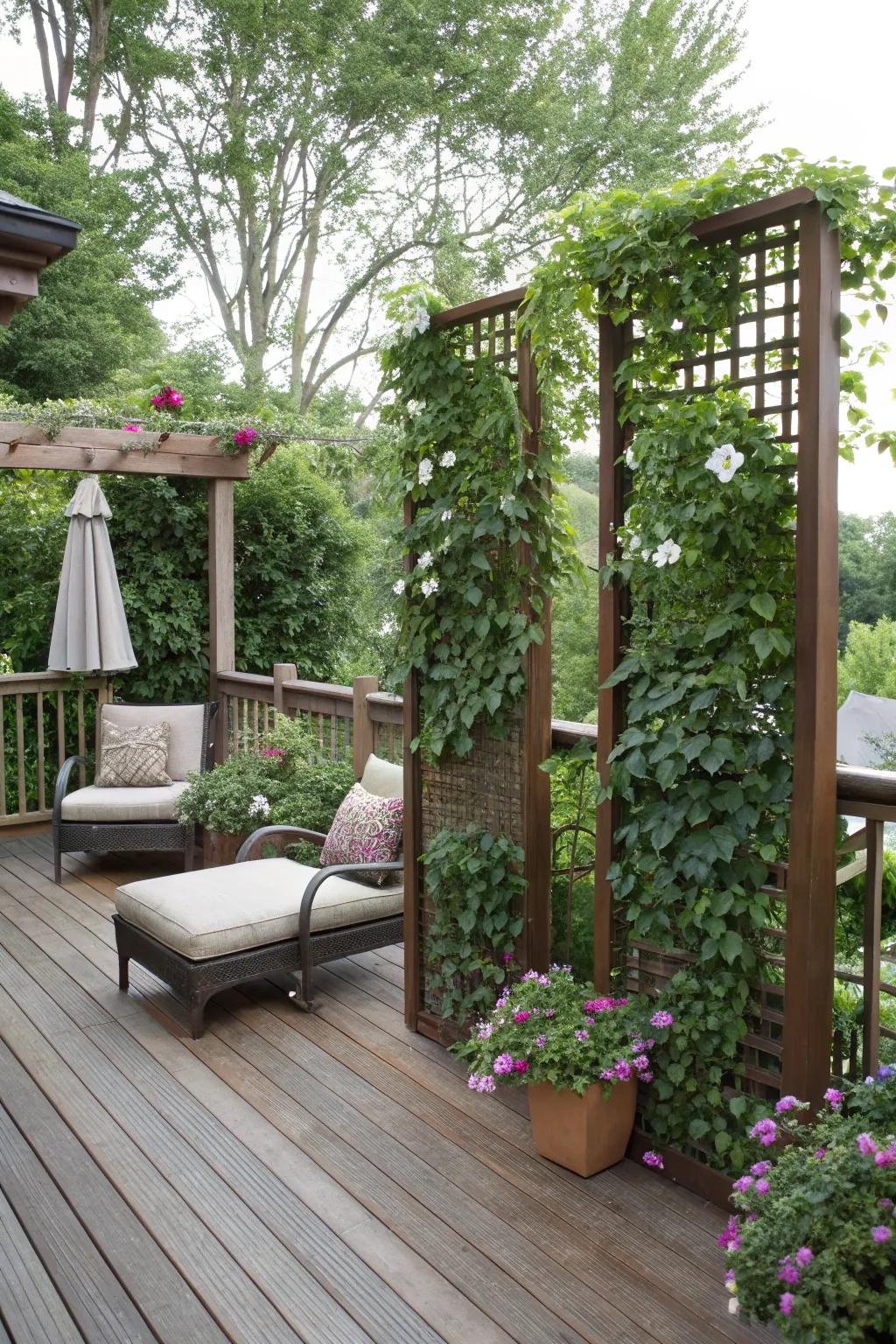 Enjoy seclusion with stylish privacy panels.