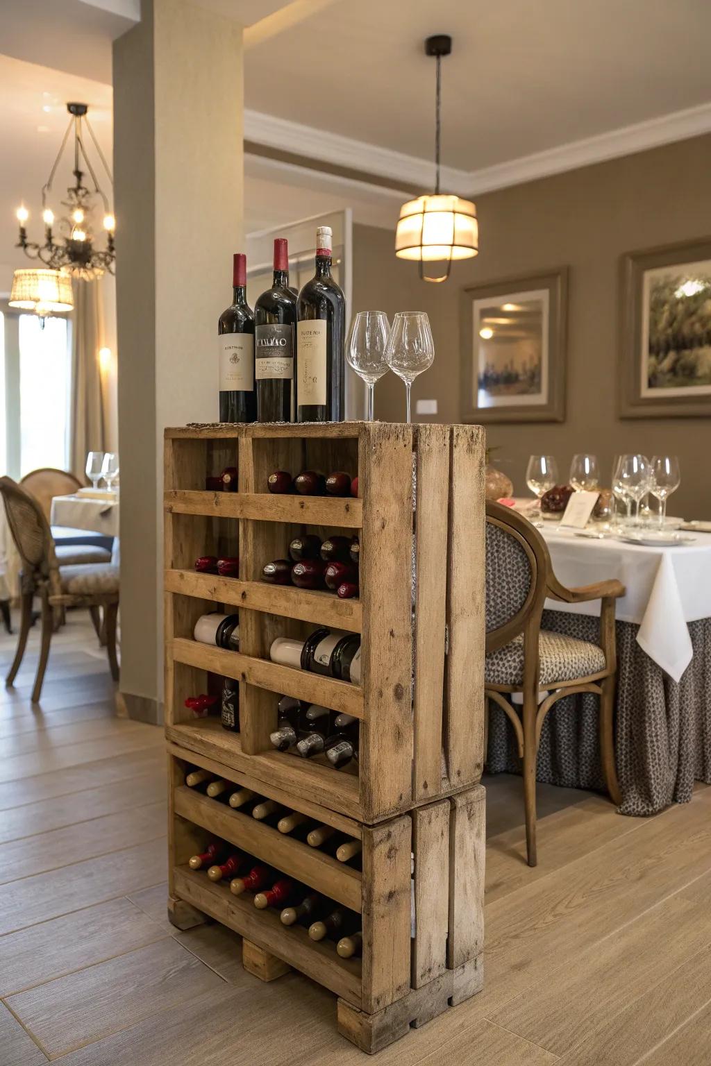 Show off your wines with an elegant pallet rack.