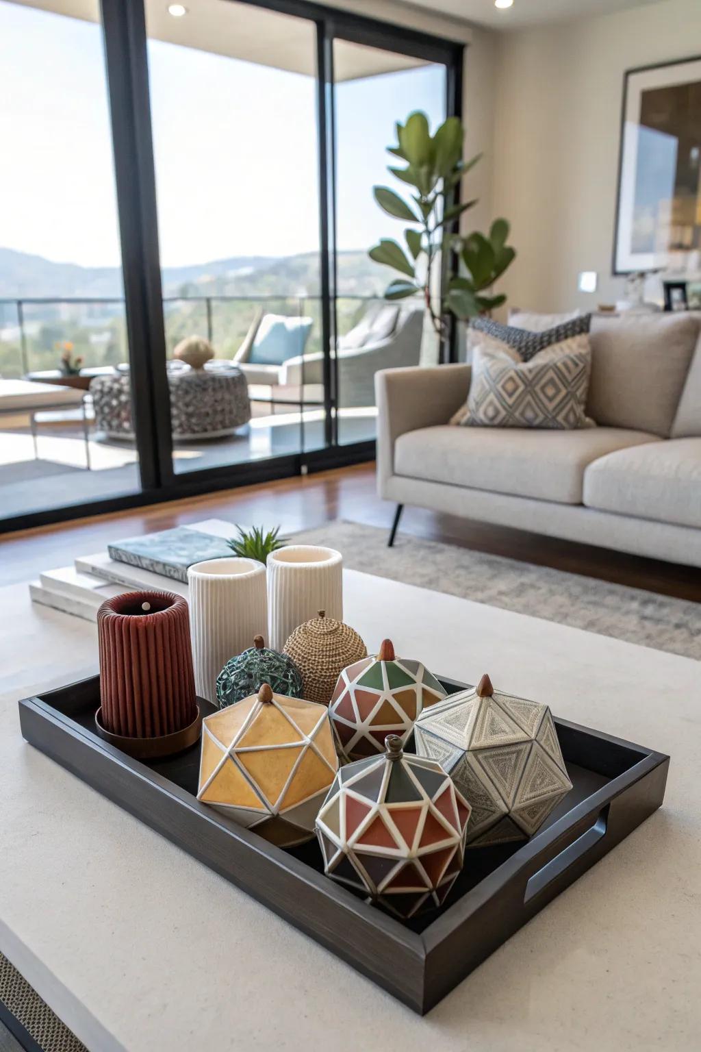 Geometric beauty with modern shapes on a display piece.
