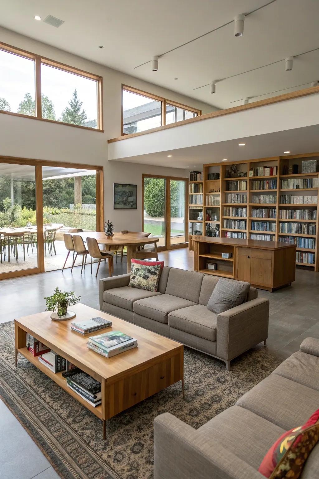 An open design offers versatility in a snug space.