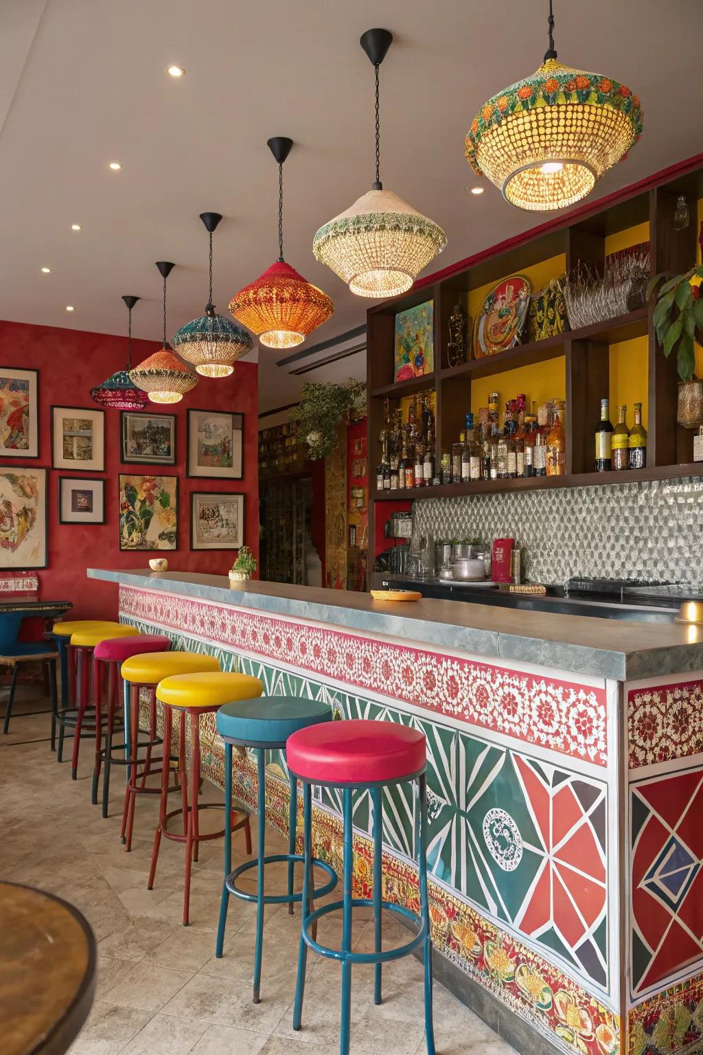 Bold colors create a lively and energetic atmosphere.