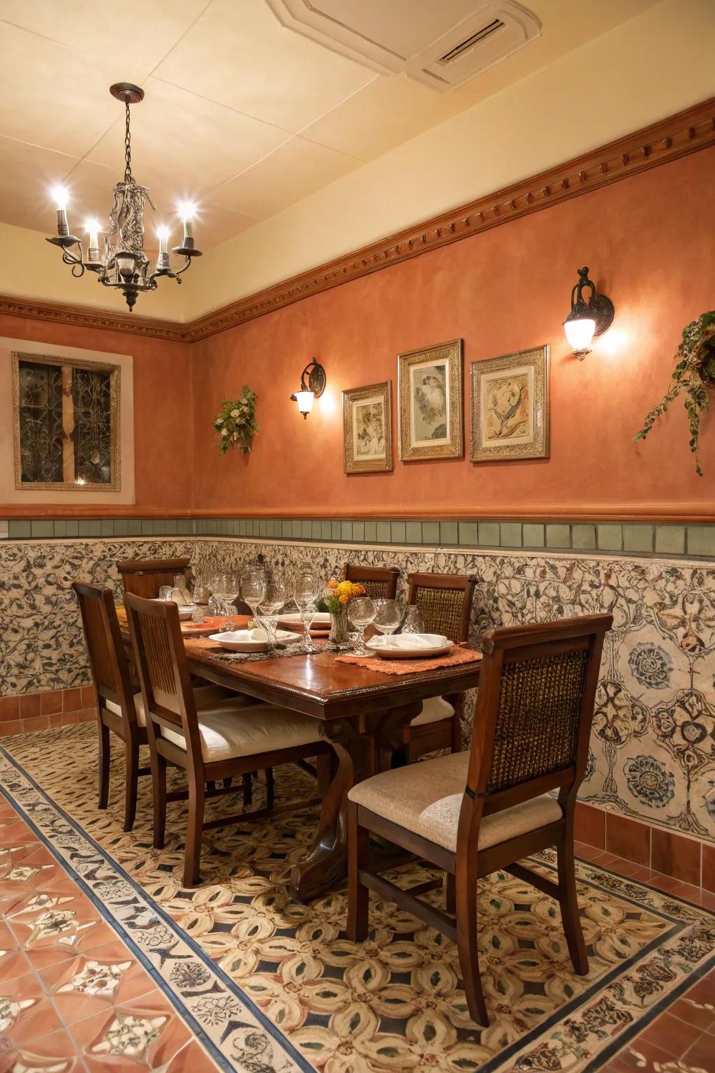 Earthy red paint adds a rustic Mediterranean charm.