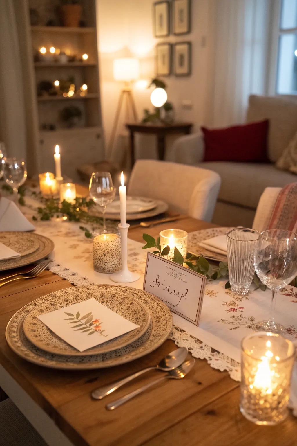 Personalized place cards add a special touch for guests.