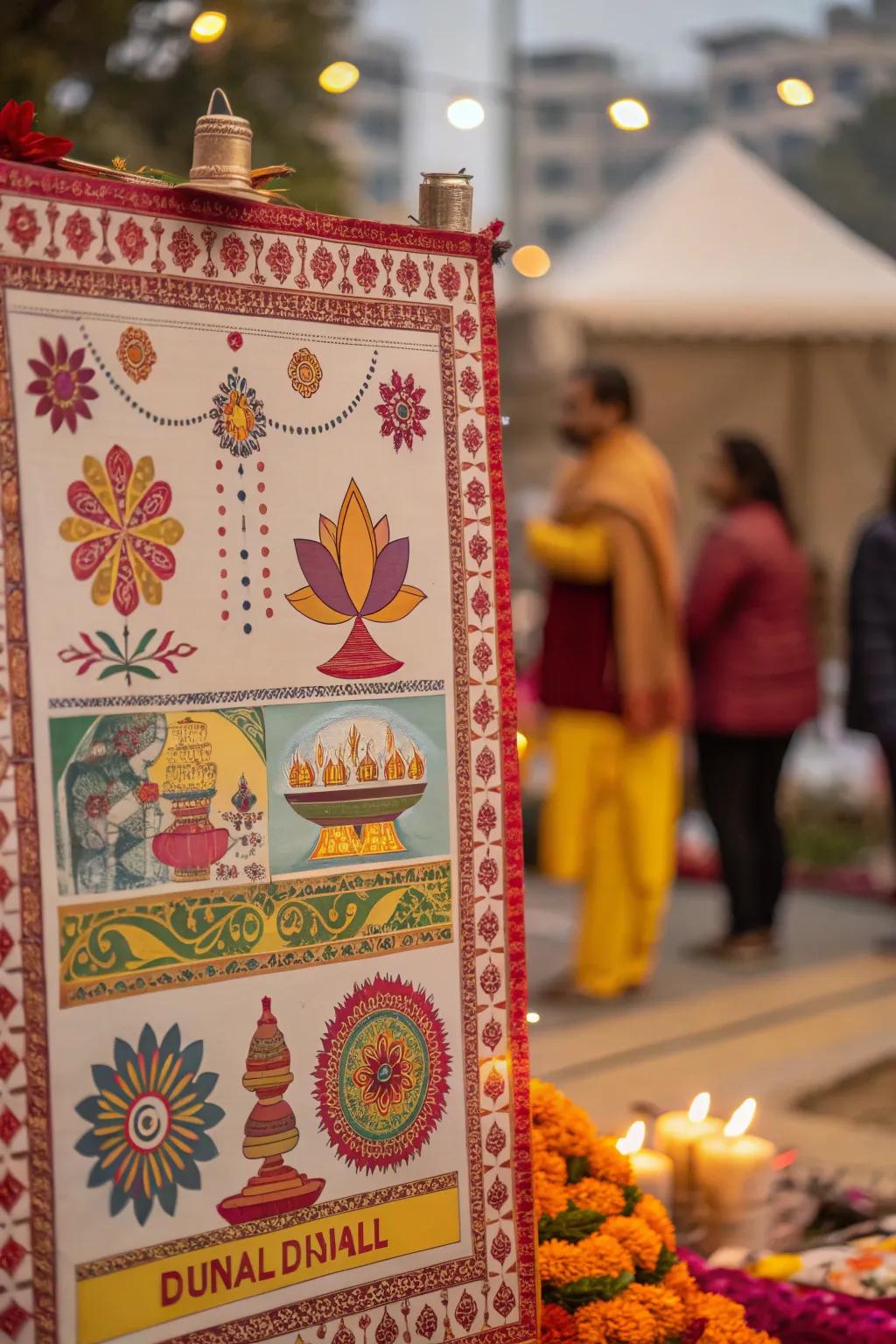 An elegant Diwali poster featuring fancy frames.