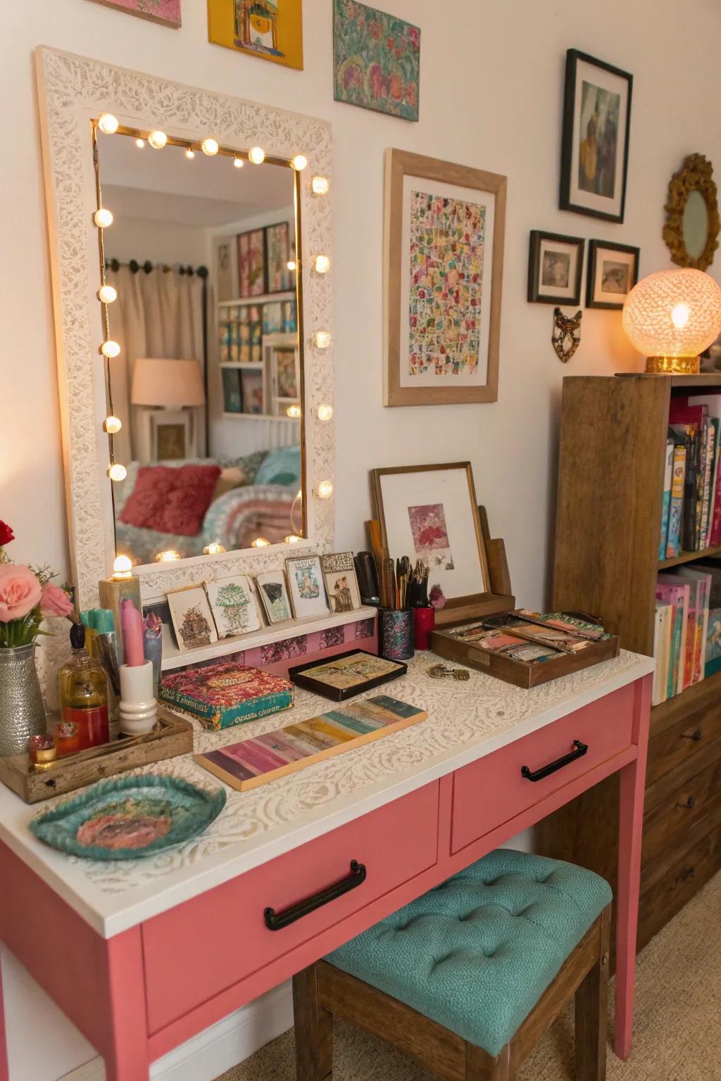 Let your personality sparkle with an eclectic vanity.
