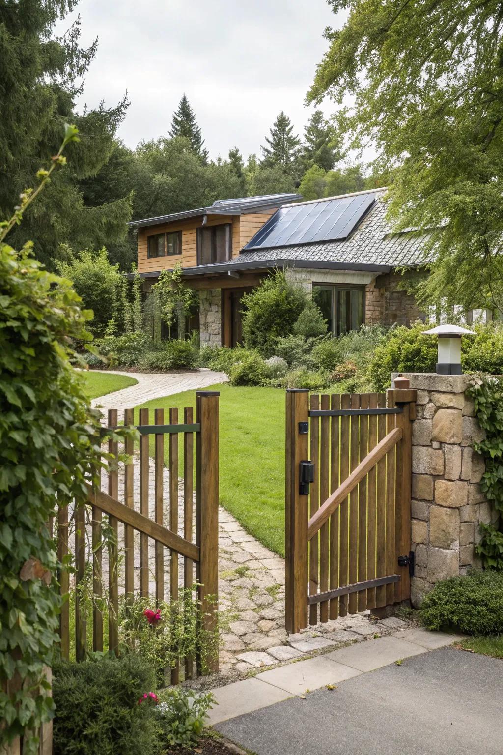 An eco-friendly gate that embodies sustainable living principles.