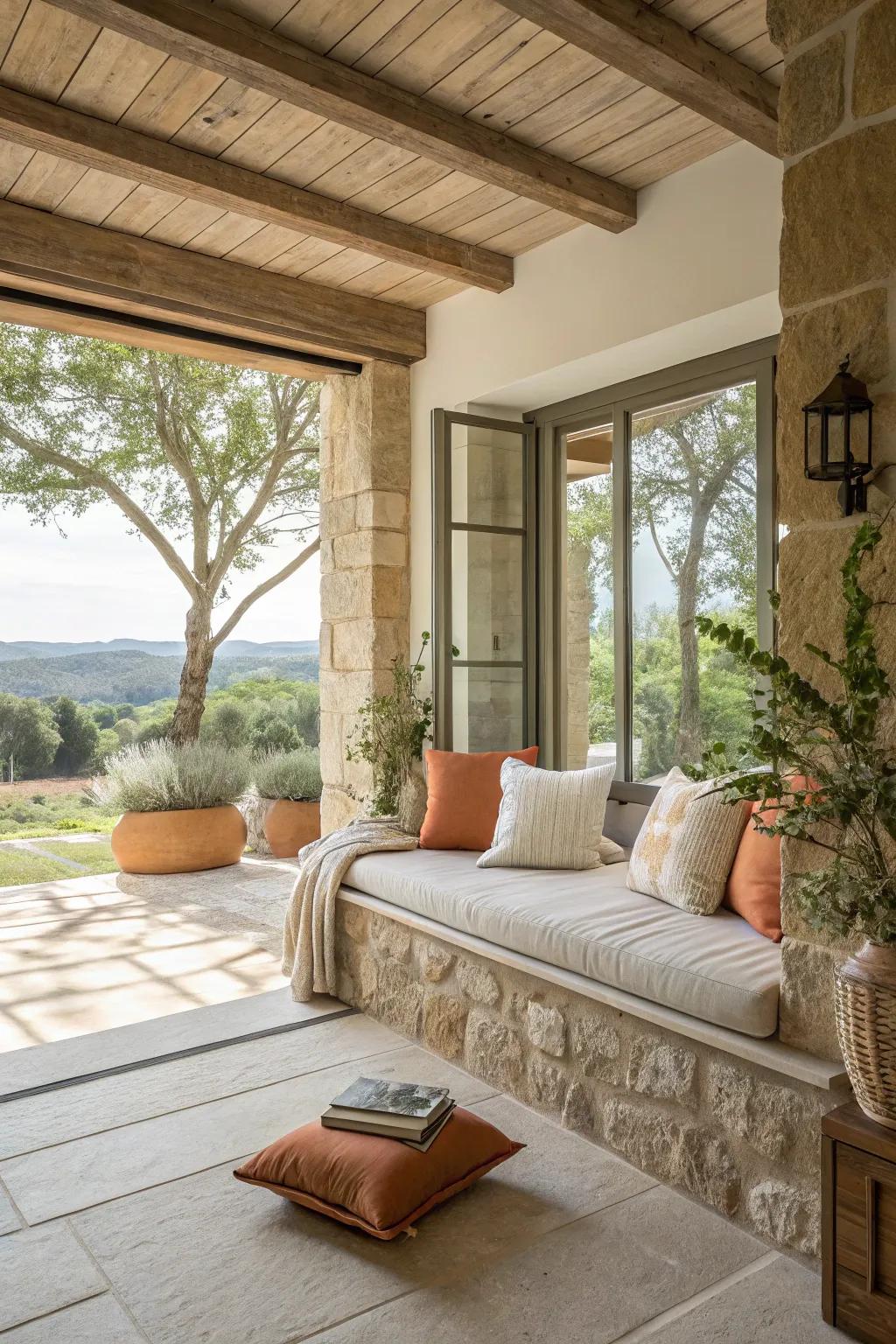 Soften the distinction between inside and outside for a harmonious space. 🌿 #SeamlessLiving #IndoorOutdoor #EarthyVibes