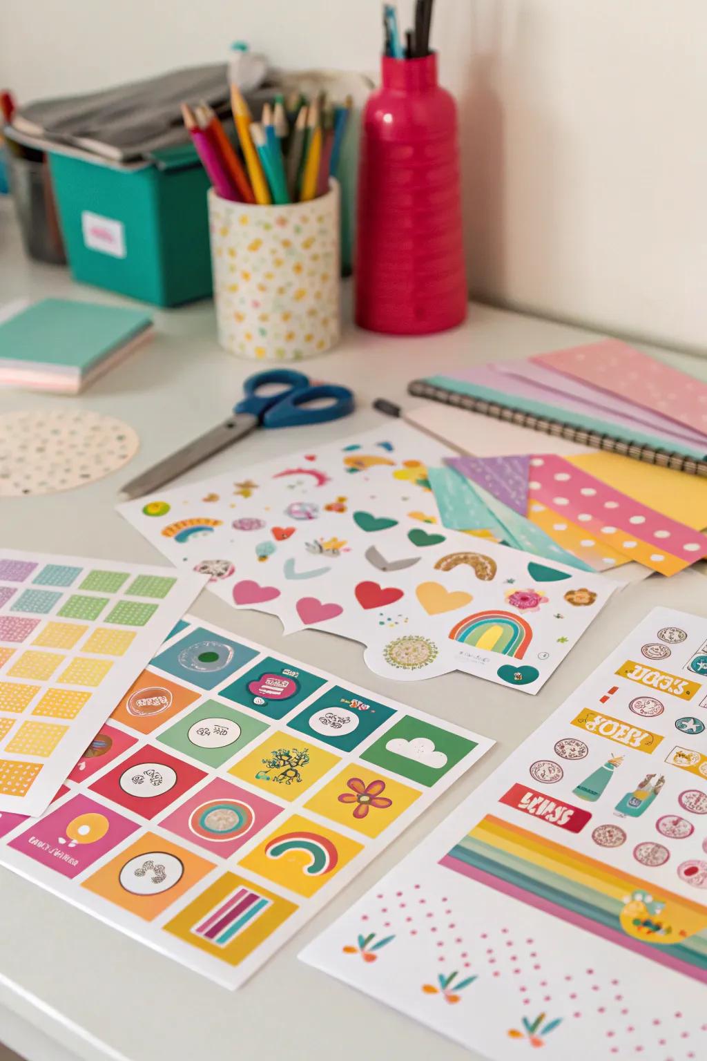 Sticker sheets for decorating Easter eggs.