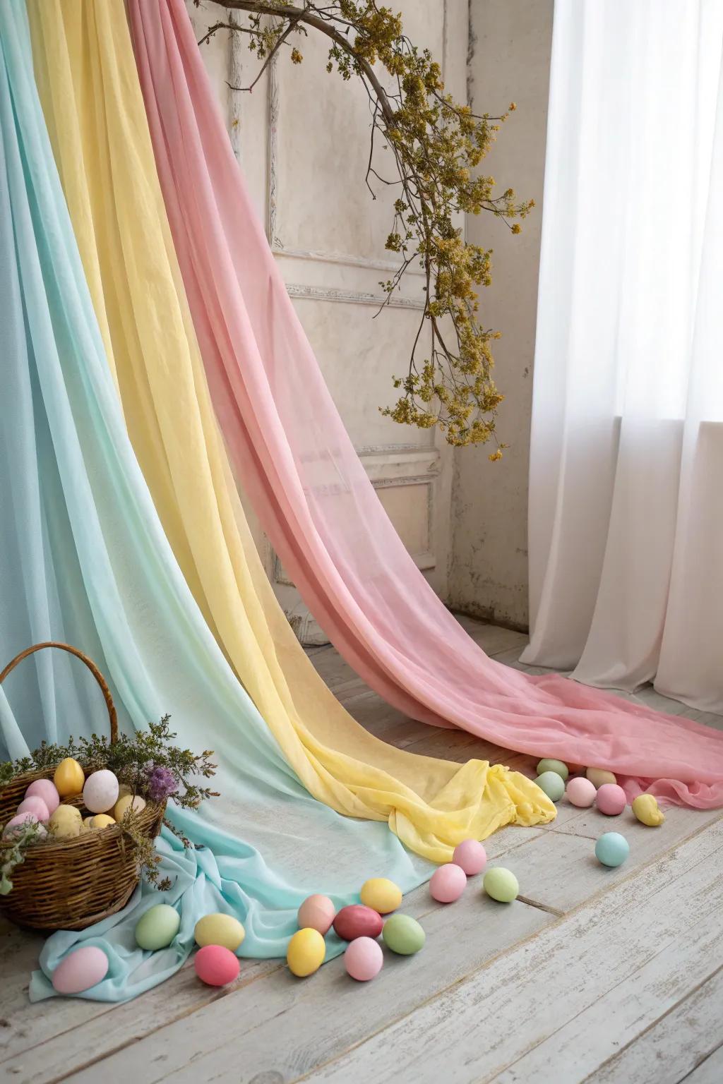 Soft hangings fashion a classy and serene Easter picture background.