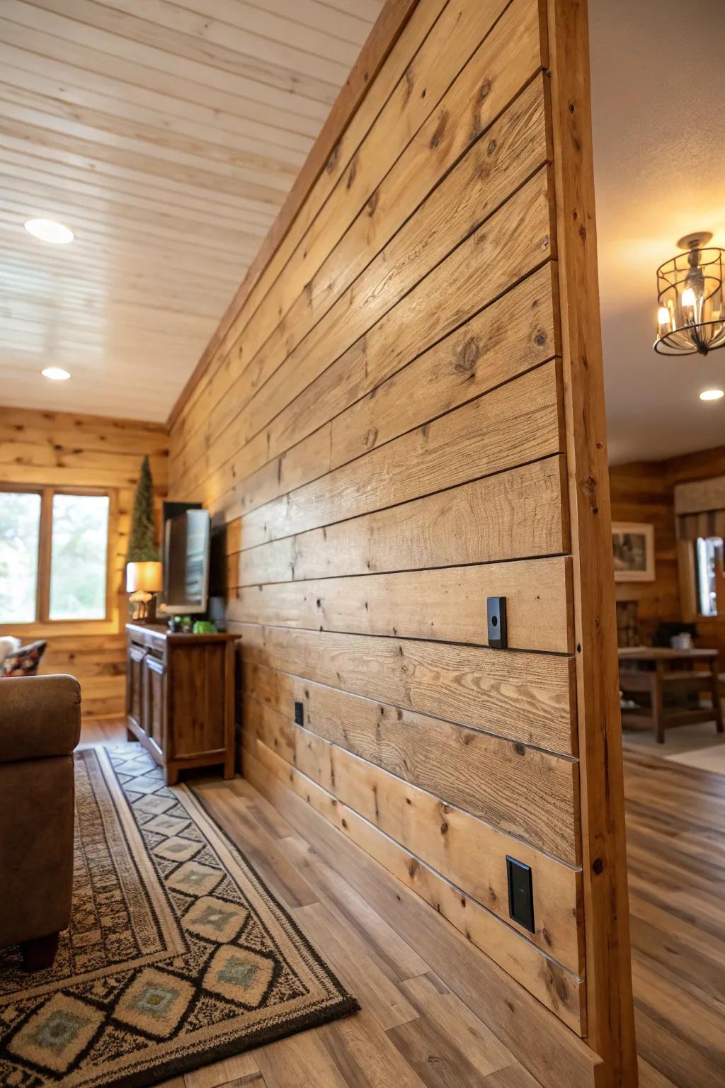 Timber grain texture integrates innate warmth.