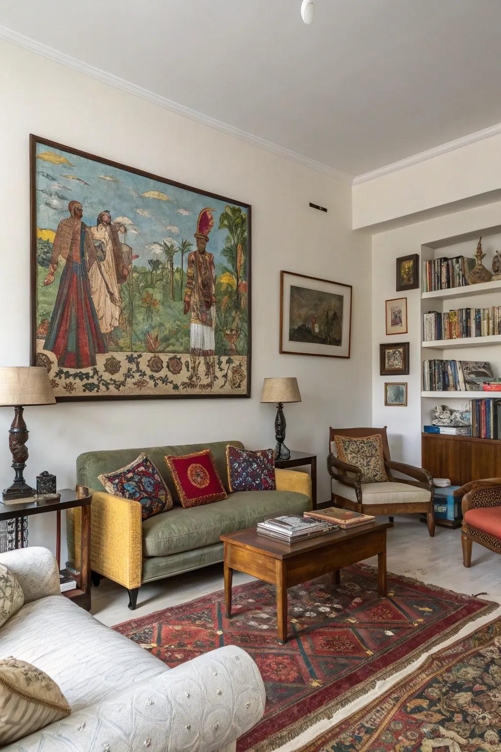 Cultural fusion in art injects a worldly sensation into your décor.