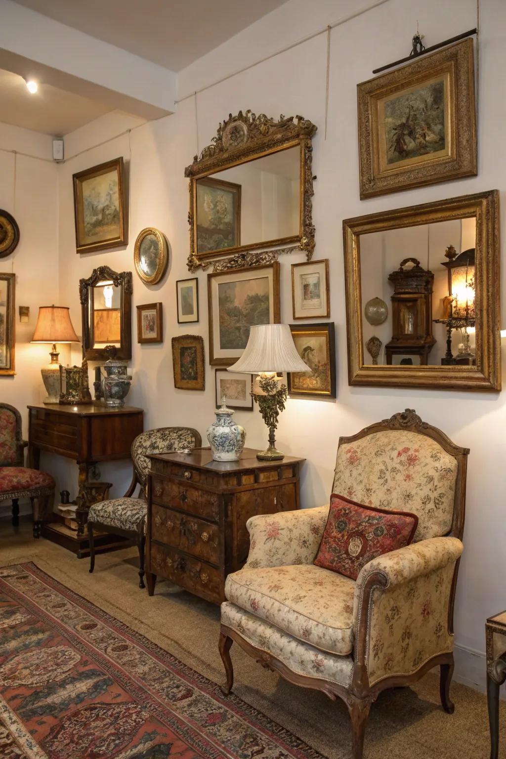 Vintage ornaments contribute historical charm.