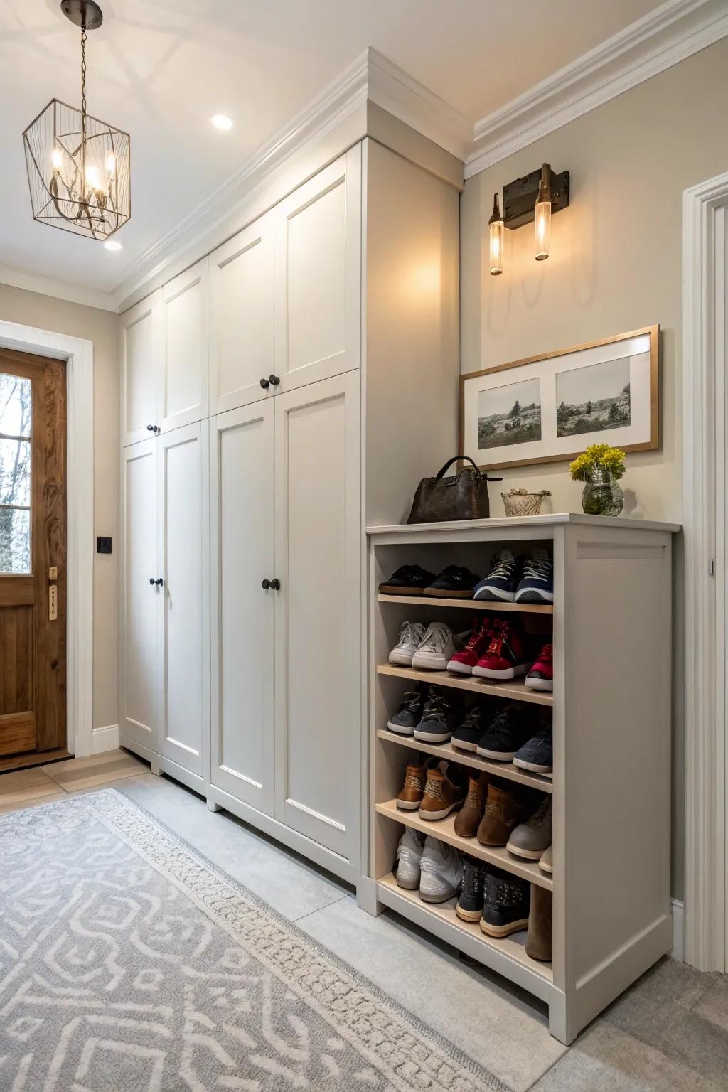 Hidden shoe storage keeps your entryway looking pristine.