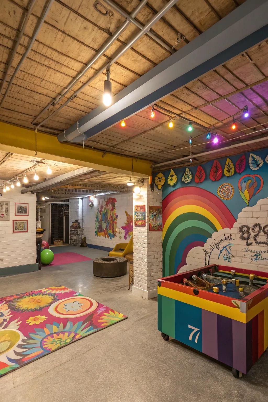 A playful, colorful surface adds energy to the area.