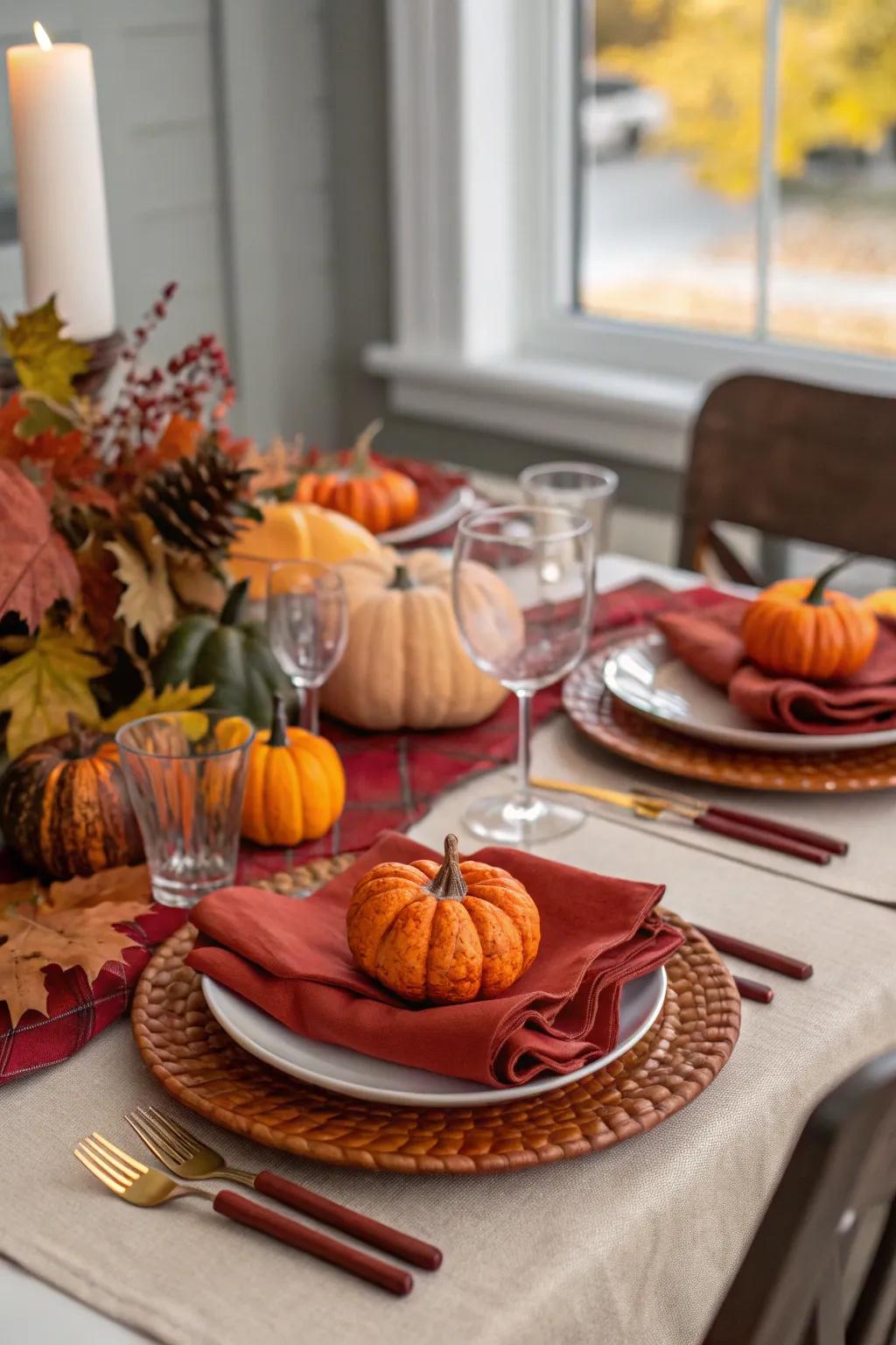 A thematic color scheme evokes the essence of fall beautifully.