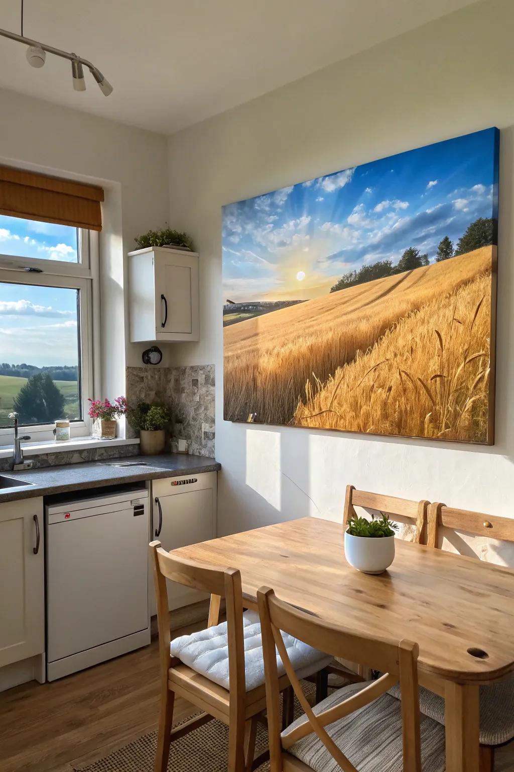 Fields of golden grain inject the richness of harvest into your home.