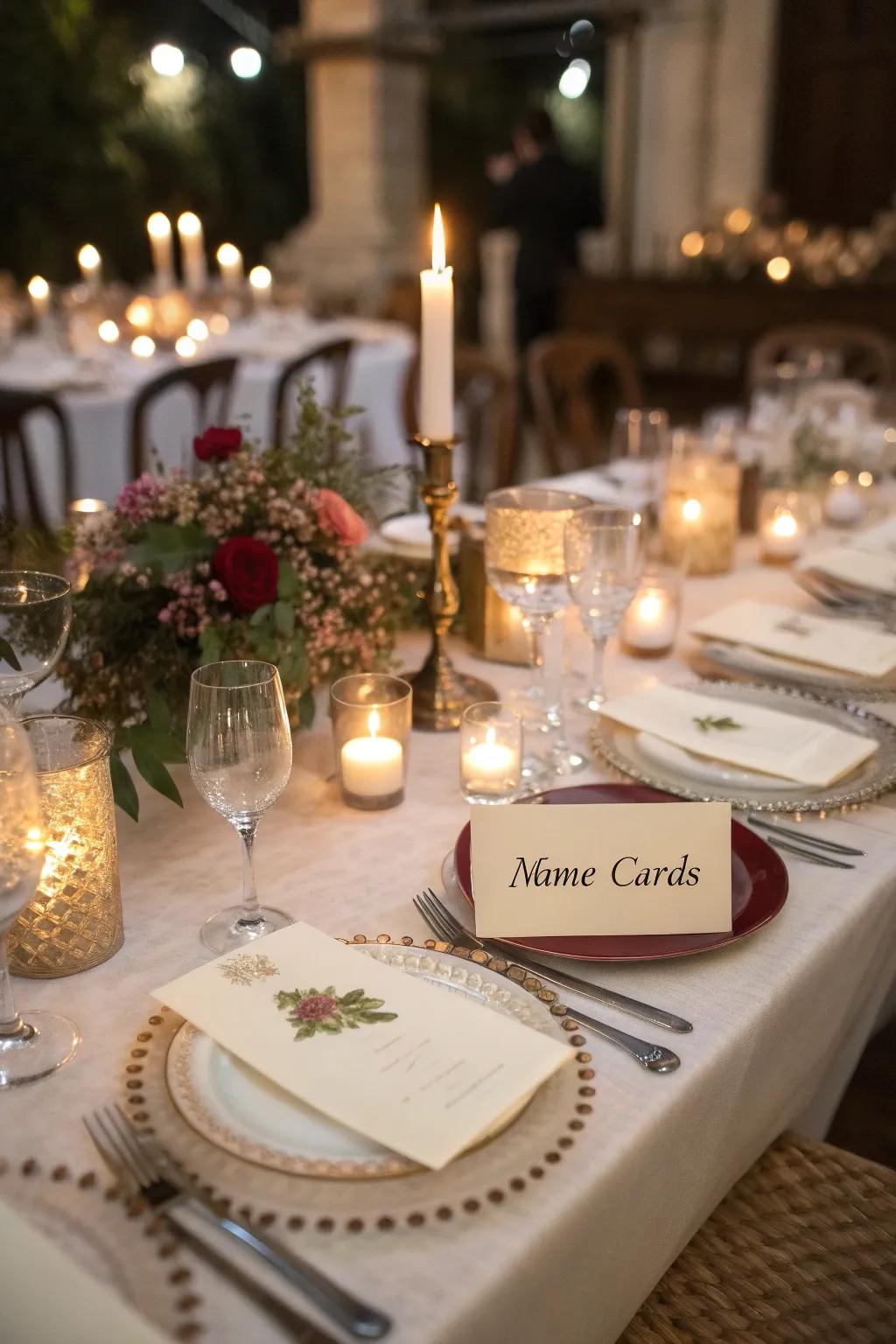 Custom placecards add a personal and welcoming touch to the table.