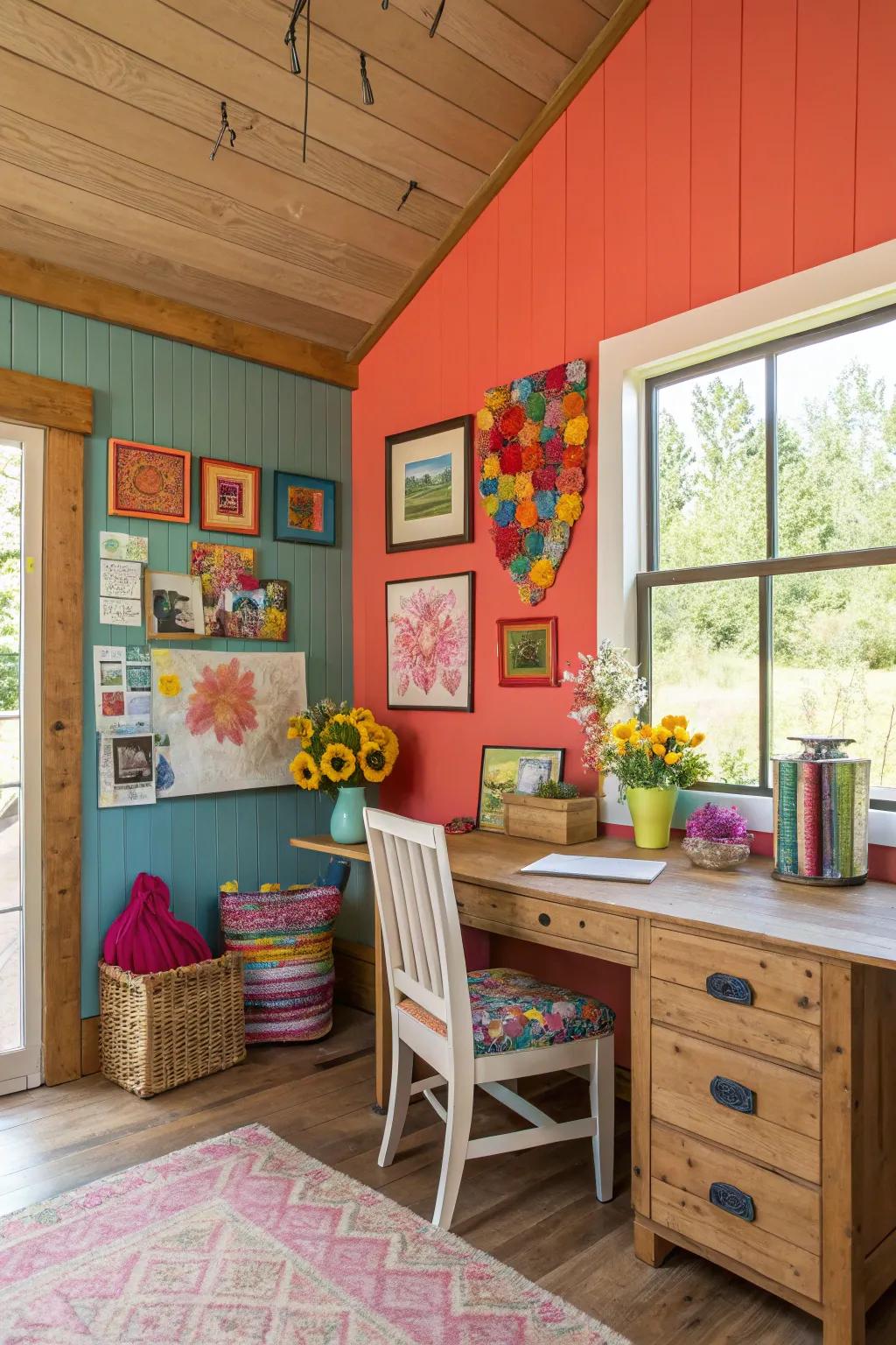 A vibrant dash of hue invigorating the area.