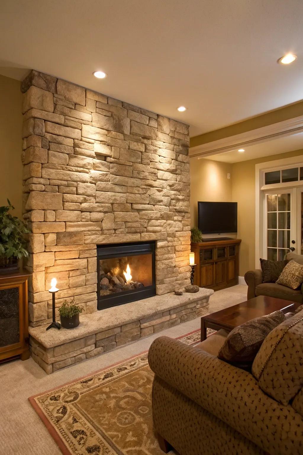 Stone panels add elegance and sophistication.