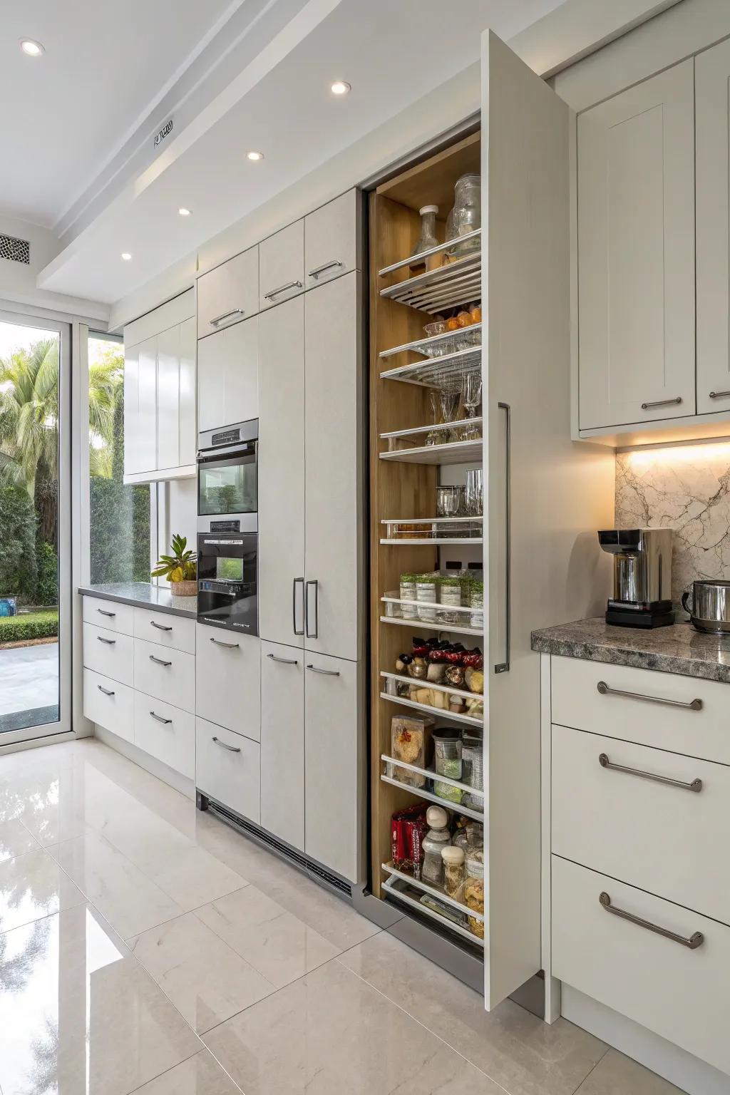 Smart storage: Utilizing vertical space to maintain kitchen organization.