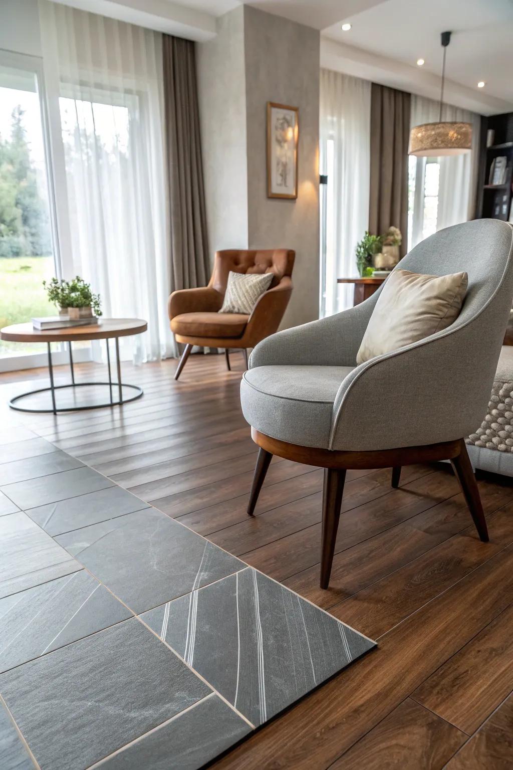 Furnishings strategically bridging the design.