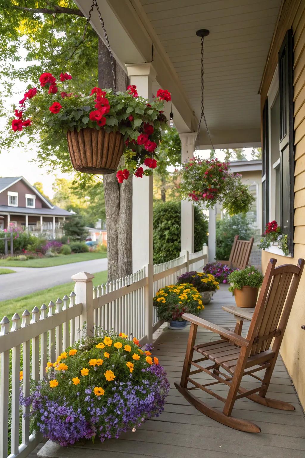 Hanging baskets deliver a burst of color and elevate your garden’s visual appeal.