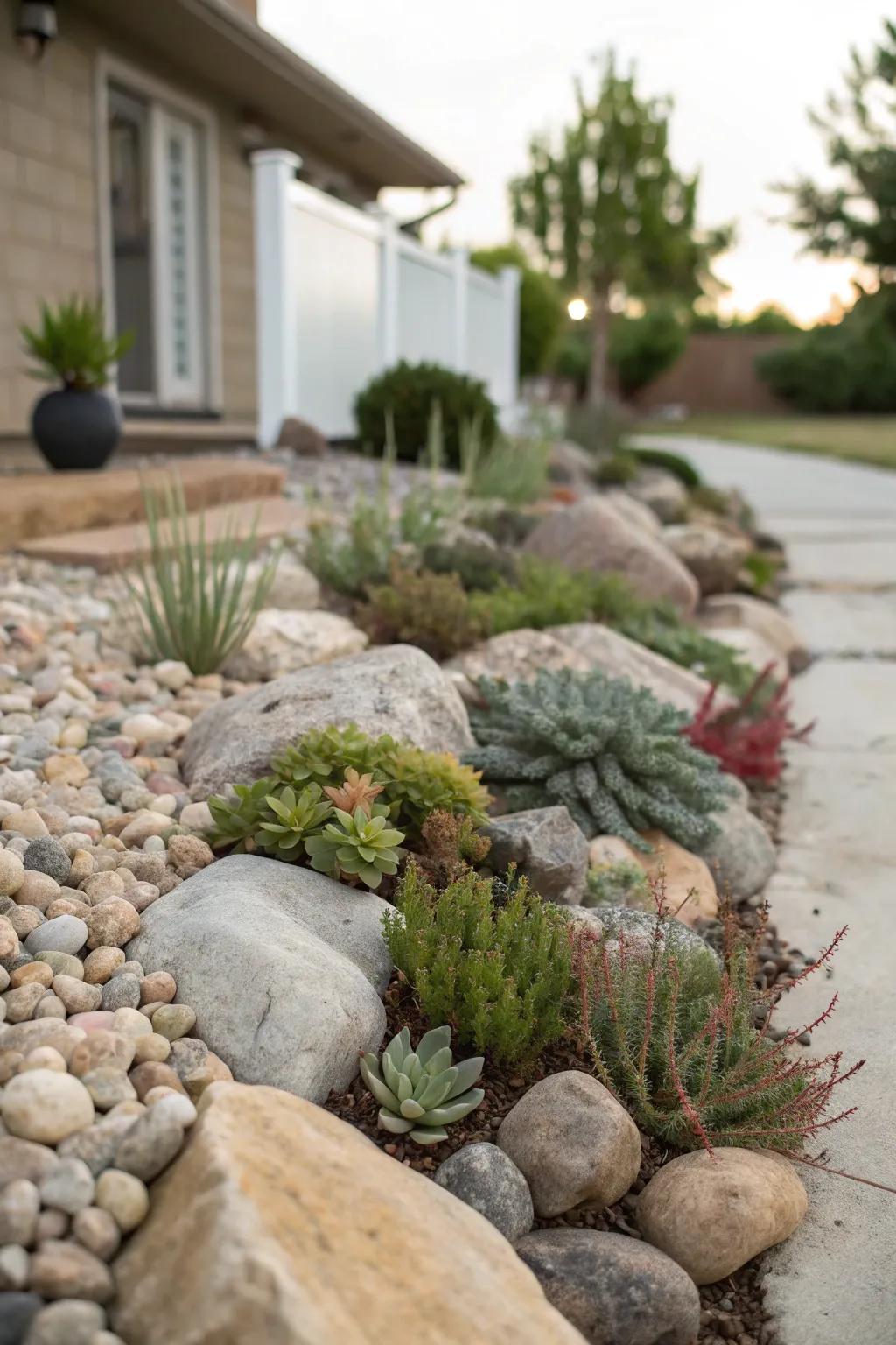 Rock gardens bring a natural, low-maintenance appeal.