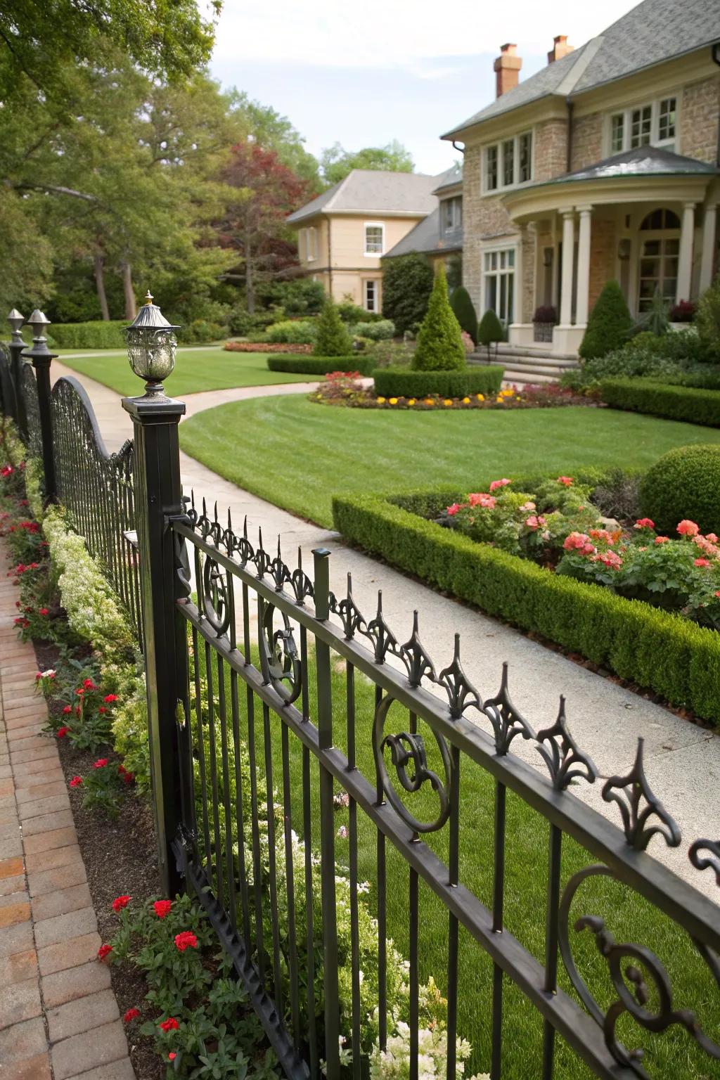 Wrought iron fences contribute a touch of grandeur and safeguard.