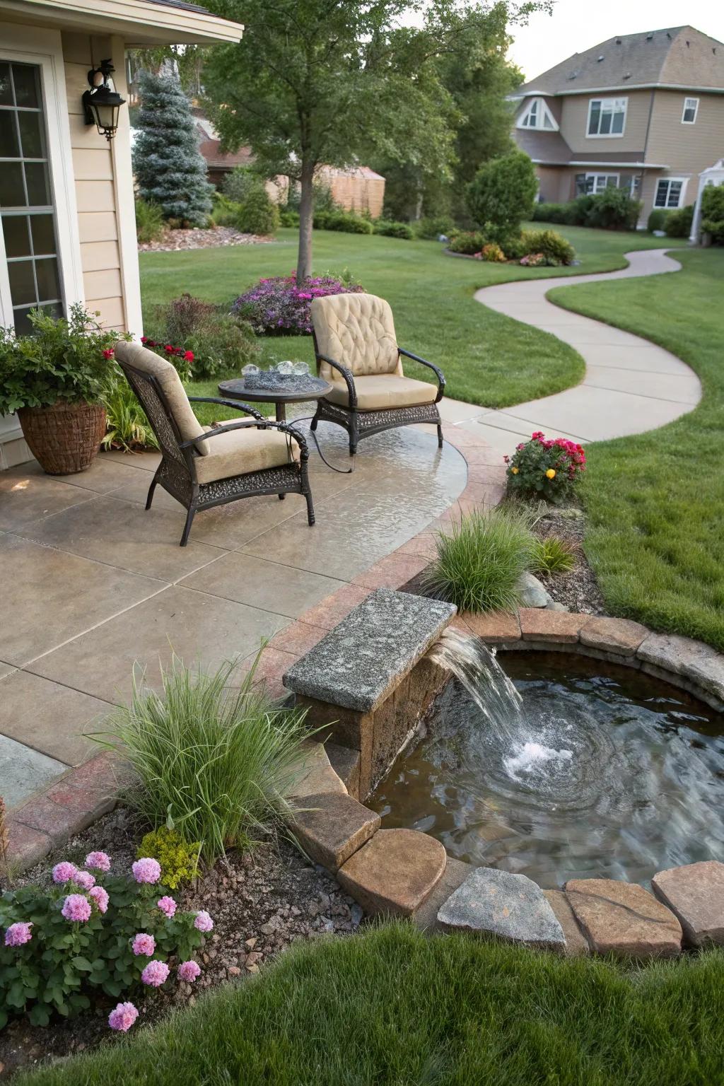 Heighten tranquility with a water feature.