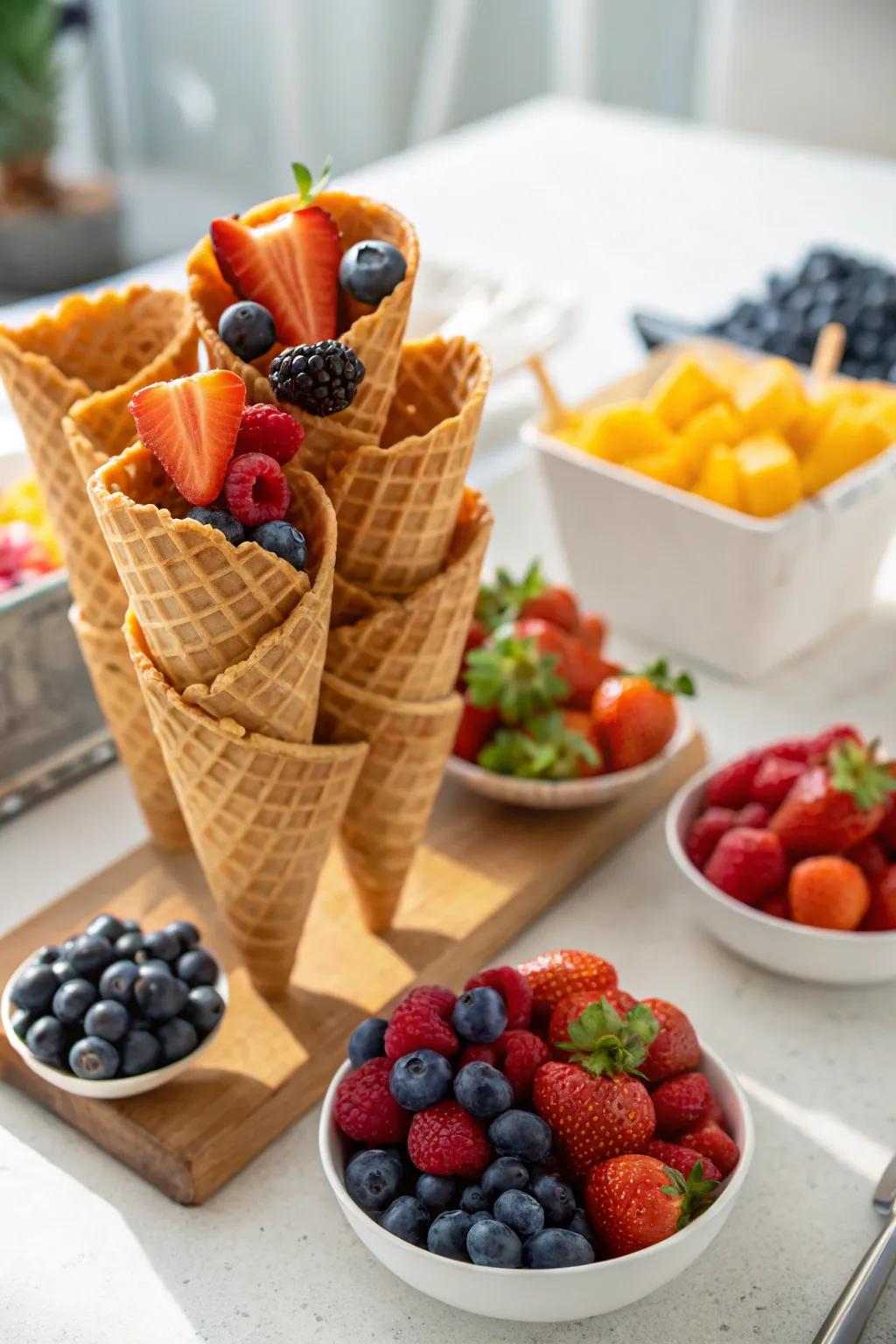Fruit cones offer a playful and unique way to enjoy fruit.