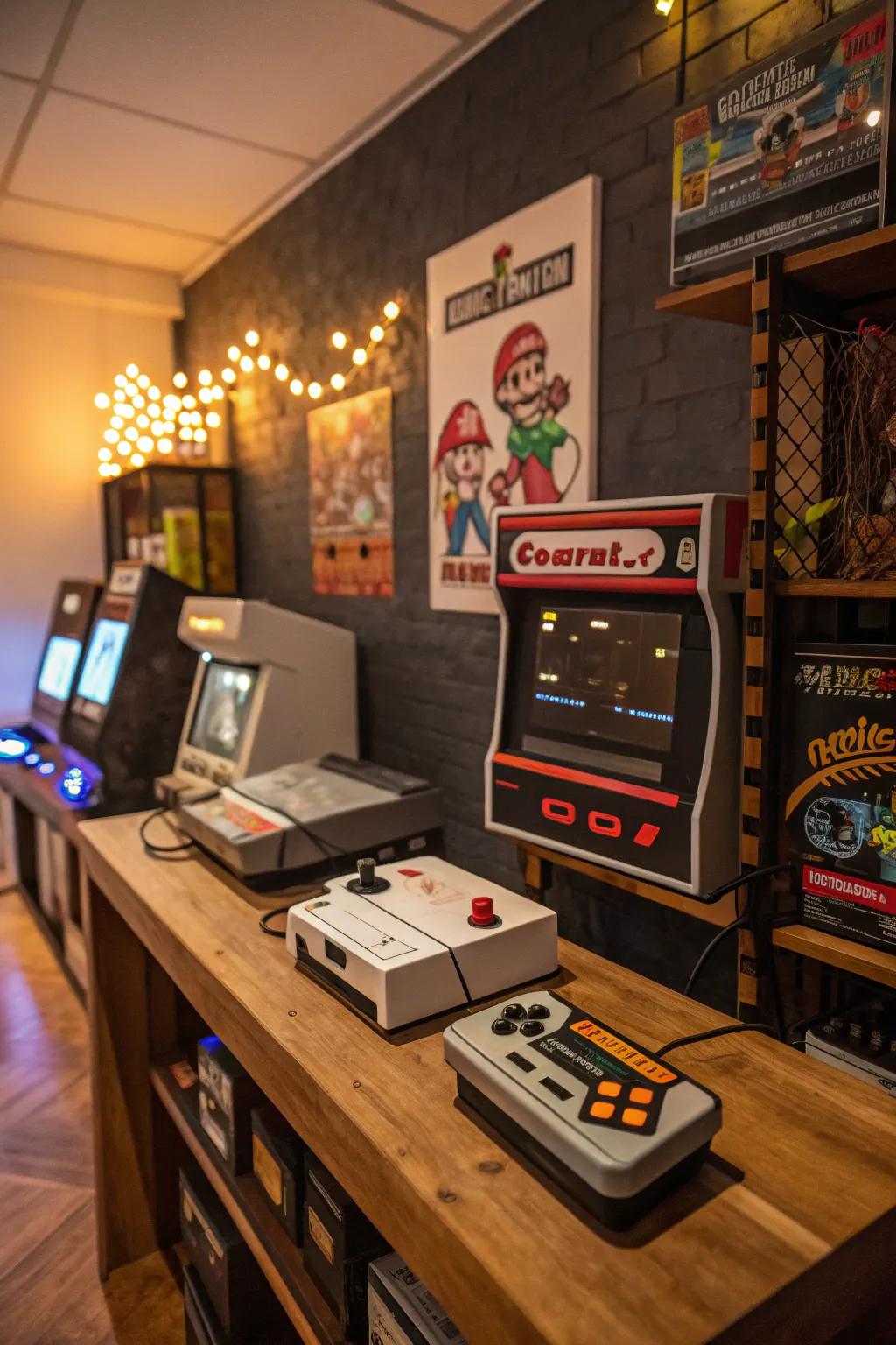 Classic gaming areas bring nostalgia to your setup.