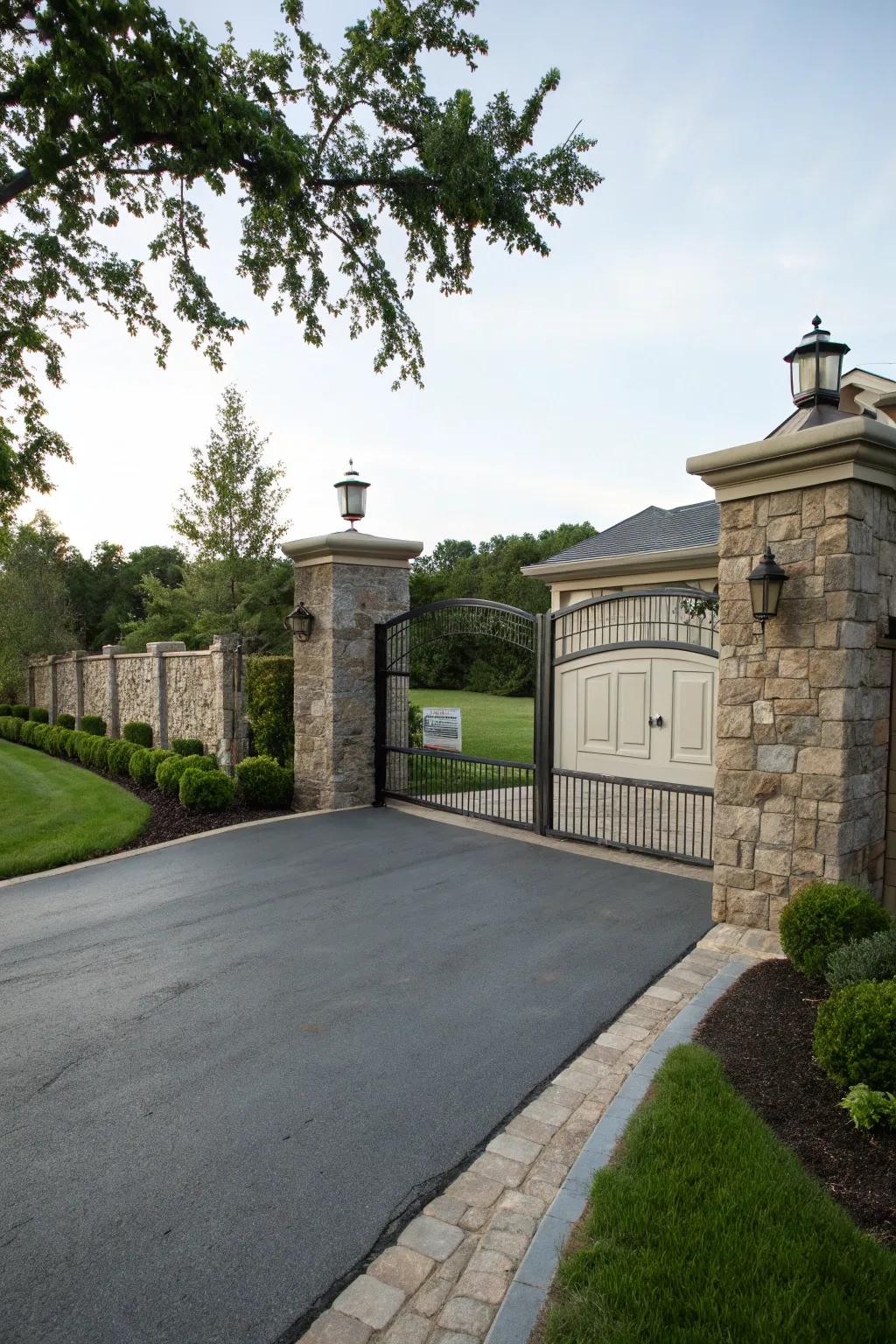 Gated driveways offer elegance and security.