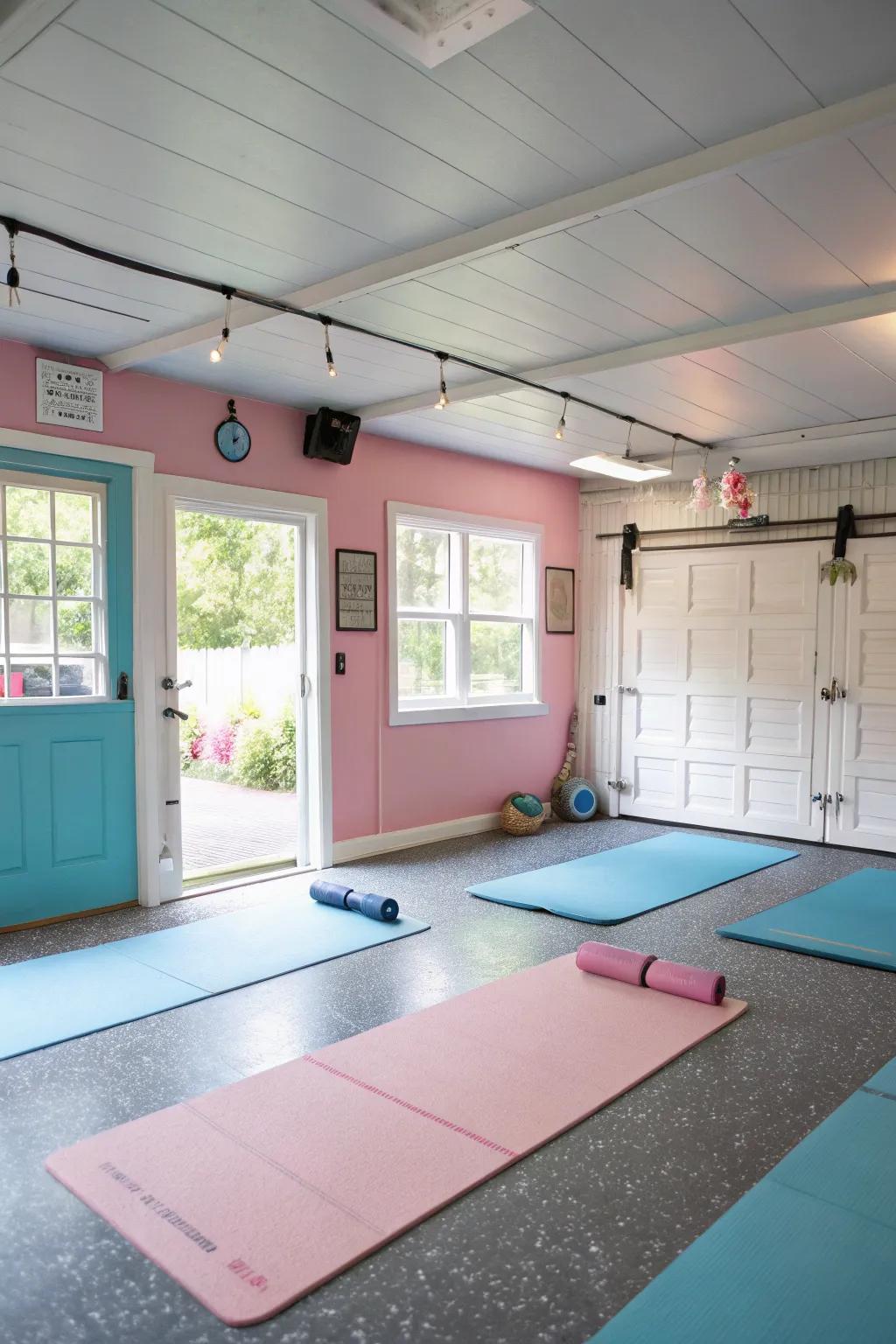 Muted shades offer a relaxing backdrop for meditation.