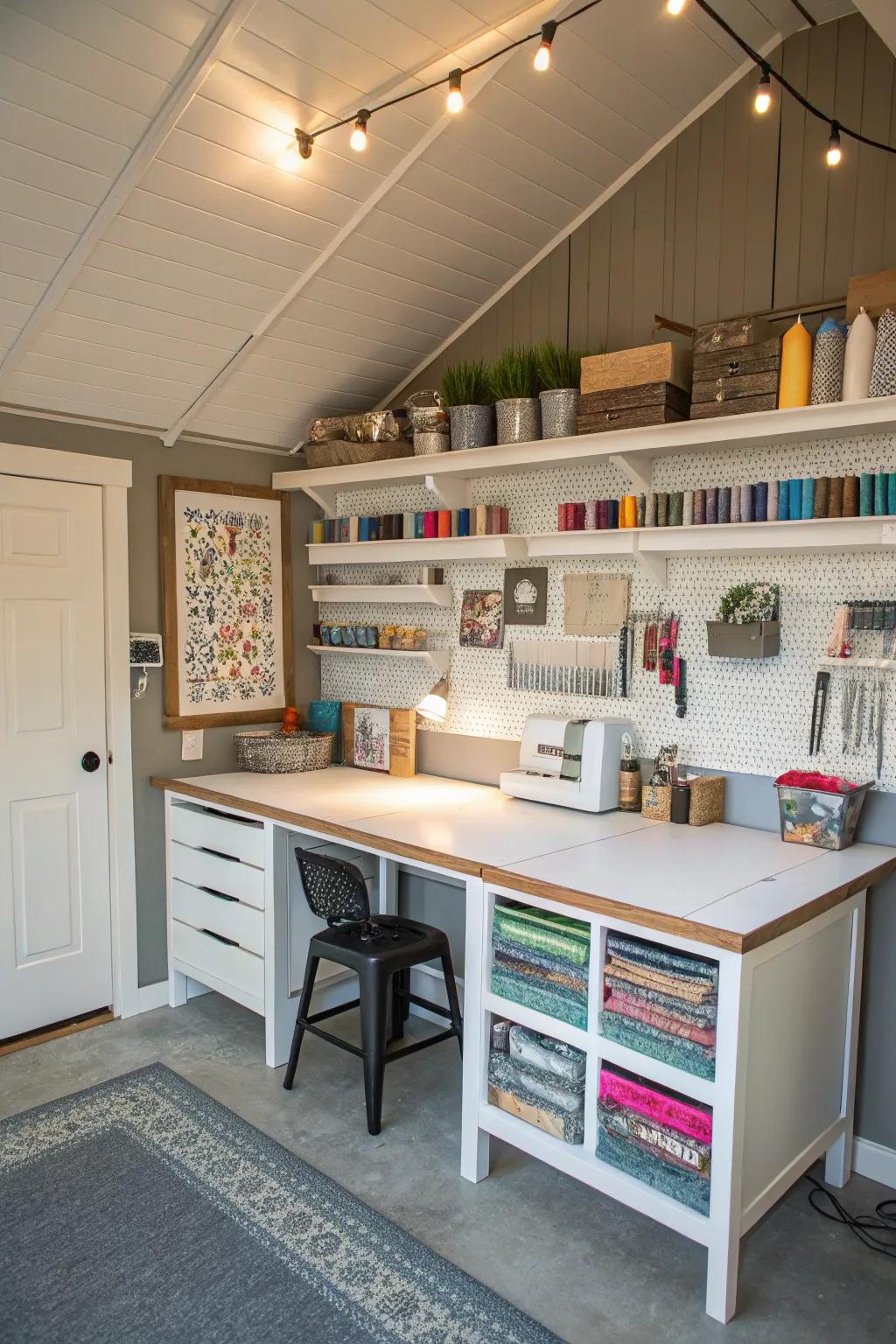 Encourage creativity with a special crafting studio in your garage.