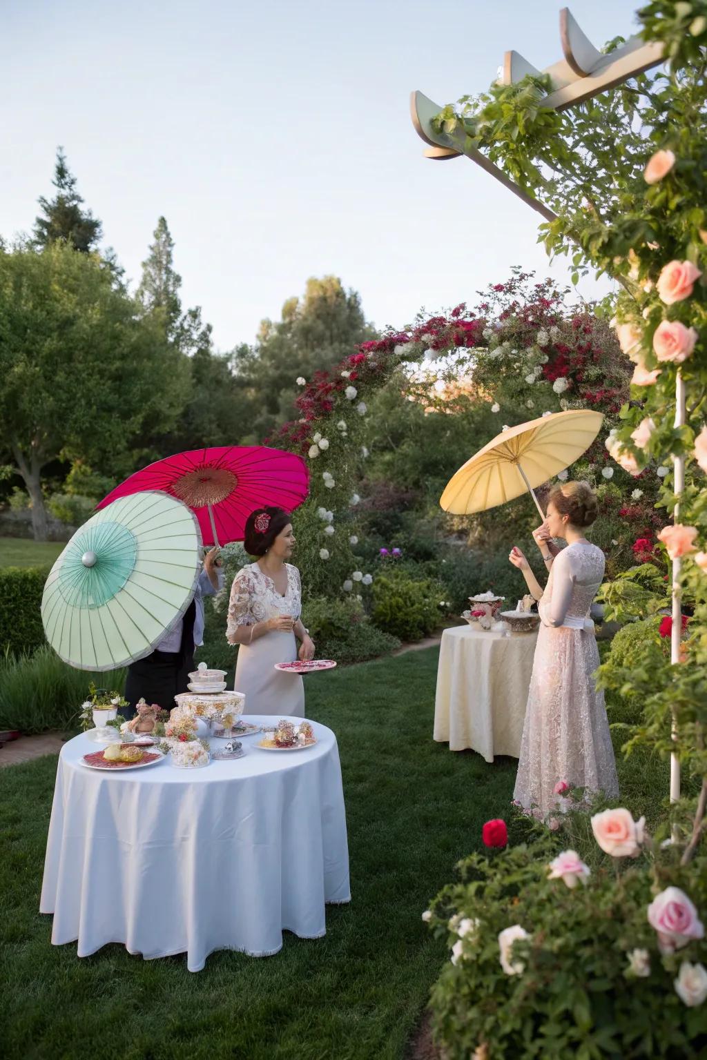 Sunshades introduce both shade and a playful element to the garden.