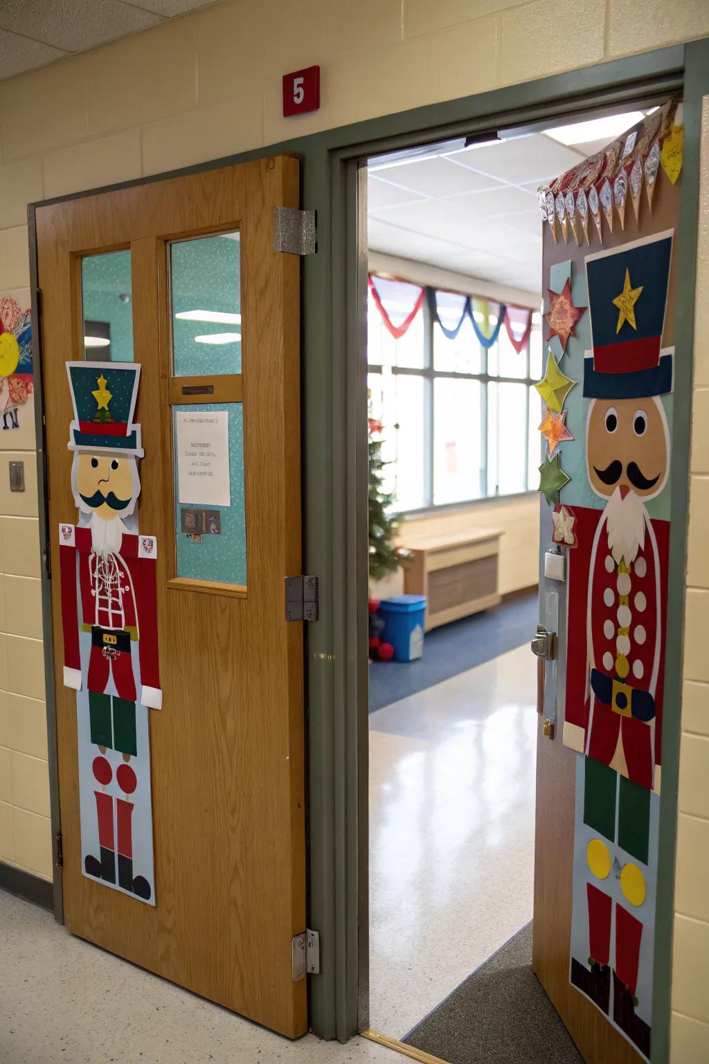 Nutcracker sentries include tradition and charm to the entrance.